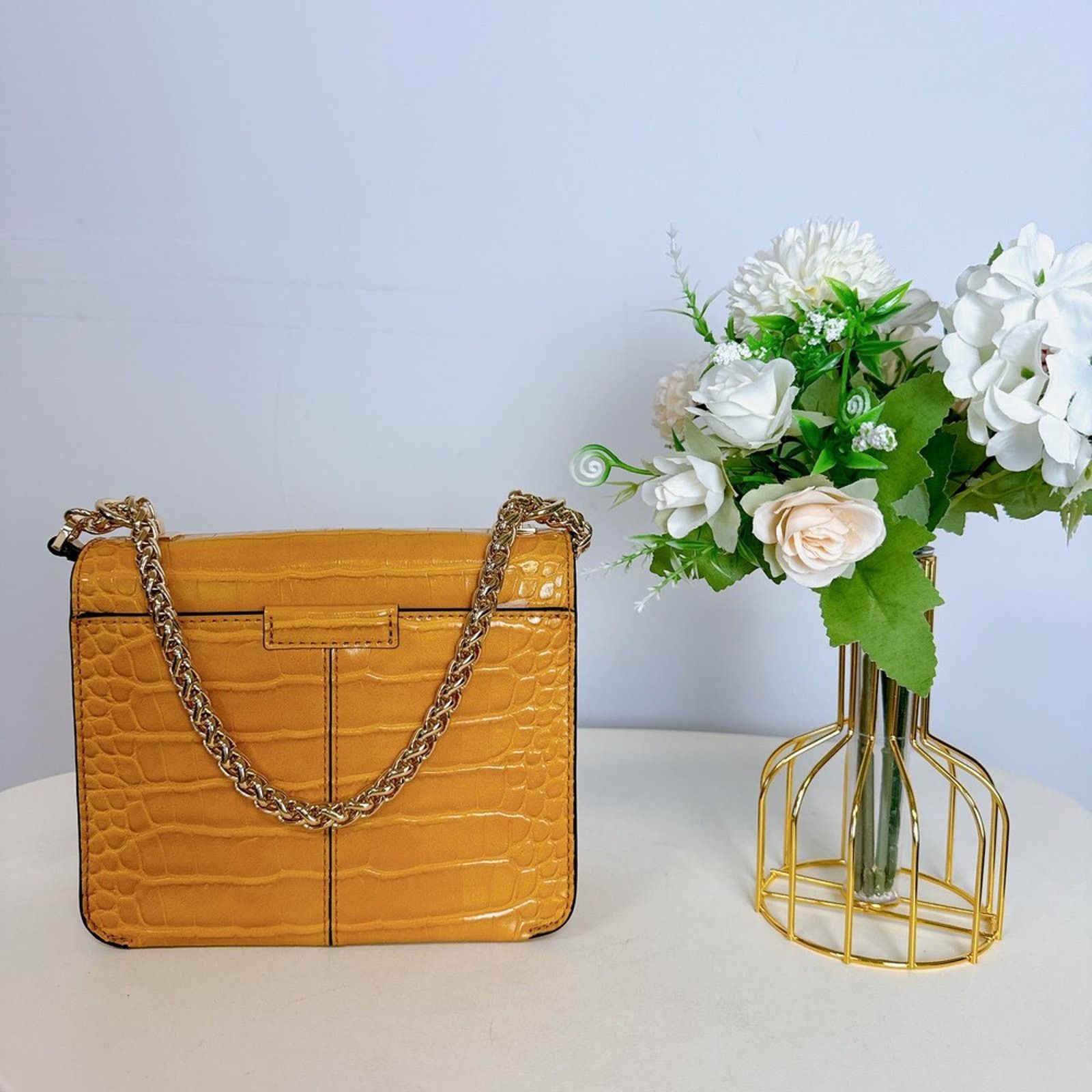 Michael Kors Michael Kors 35F1G6SS1E Sonia Sm Crocodile Embossed MARIGOLD Size ONE SIZE - 3 Thumbnail
