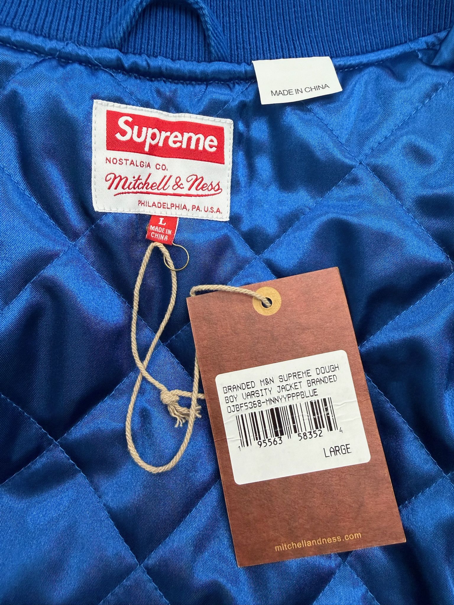 Supreme Supreme x Mitchell & Ness "Doughboy" Twill Varsity Jacket (BLUE) Size US L / EU 52-54 / 3 - 3 Thumbnail