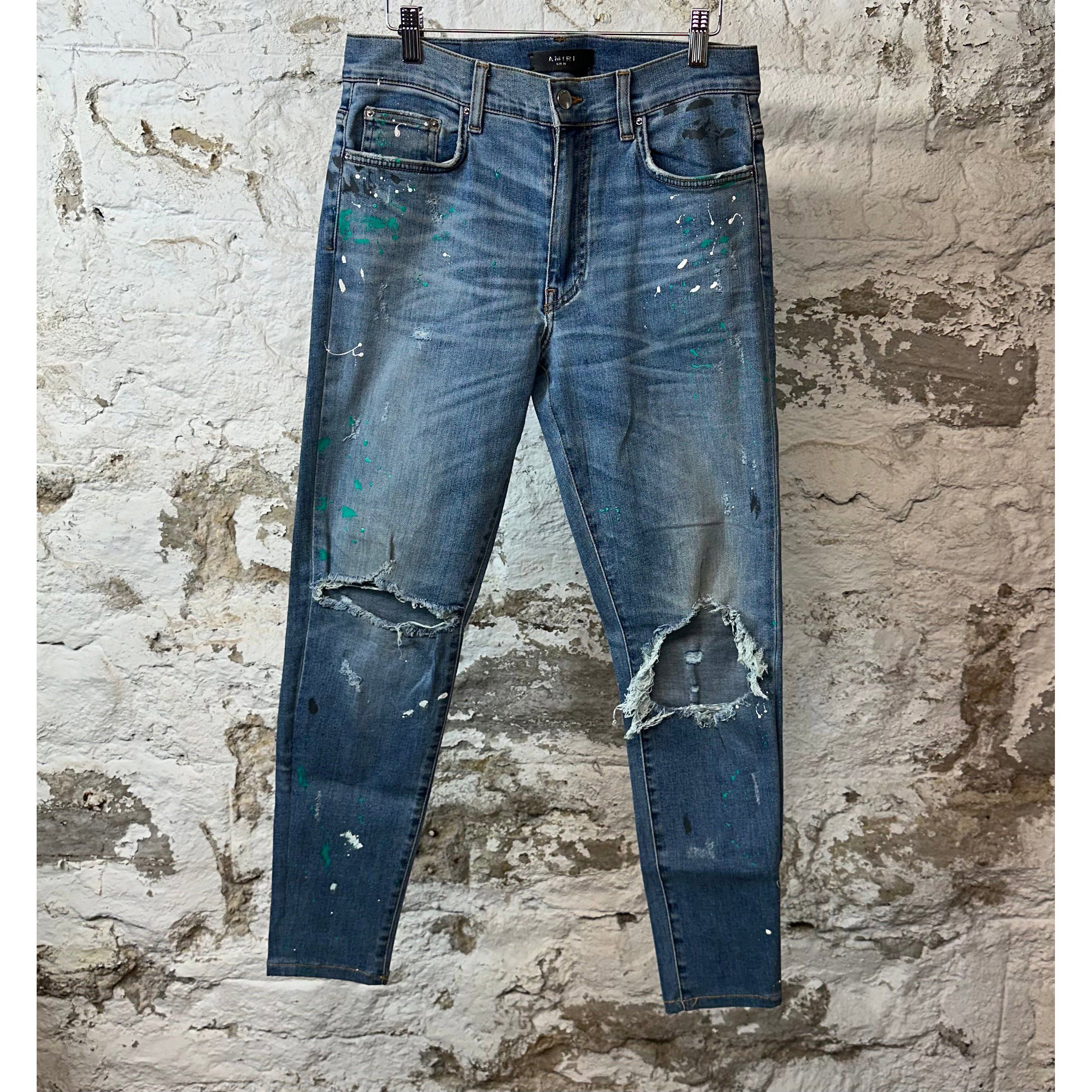 Amiri Amiri Knee Hole Paint Splatter Blue Denim Jeans Sz 32 Size US 32 / EU 48 - 1 Thumbnail