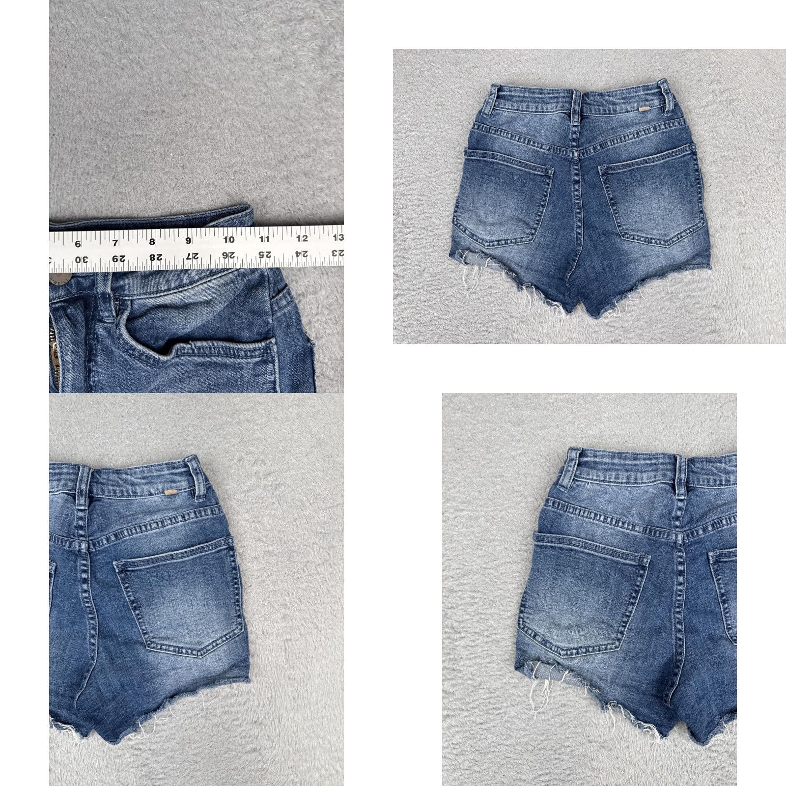 O'Neill O'Neill Denim Shorts Womens 24x4 Blue Cut-Off Raw Hem High Rise Stretch Casual Size 42" / US 20 - 9 Thumbnail