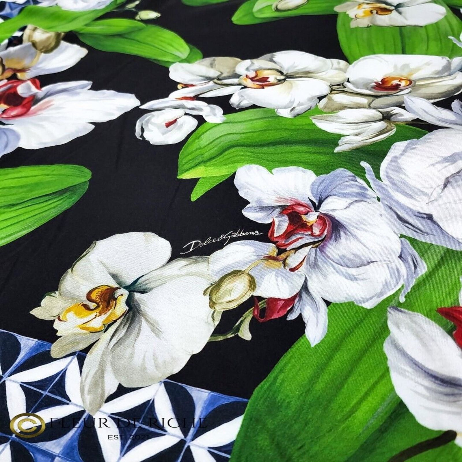 Dolce & Gabbana Dolce & Gabbana Elegant Orchid Print Crewneck T-shirt Black Size US M / EU 48-50 / 2 - 3 Thumbnail