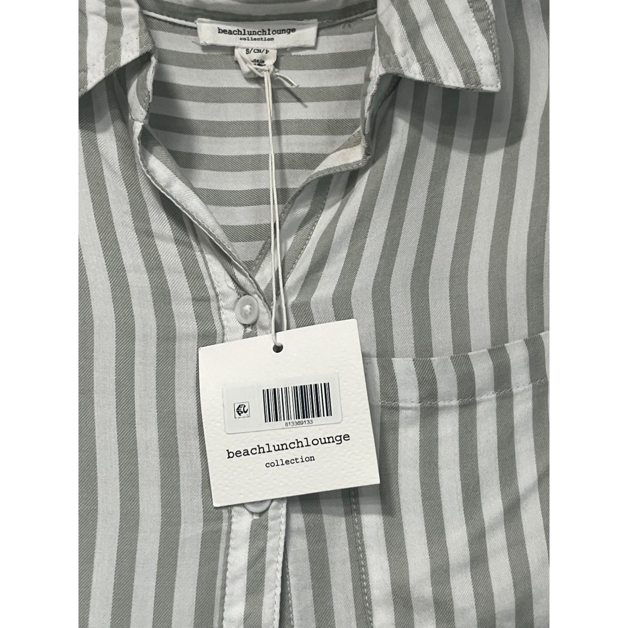 Other Beach Lounge Women’s Tinji Stripe Shirt in Green Moss, Sz. S Size S / US 4 / IT 40 - 6 Thumbnail