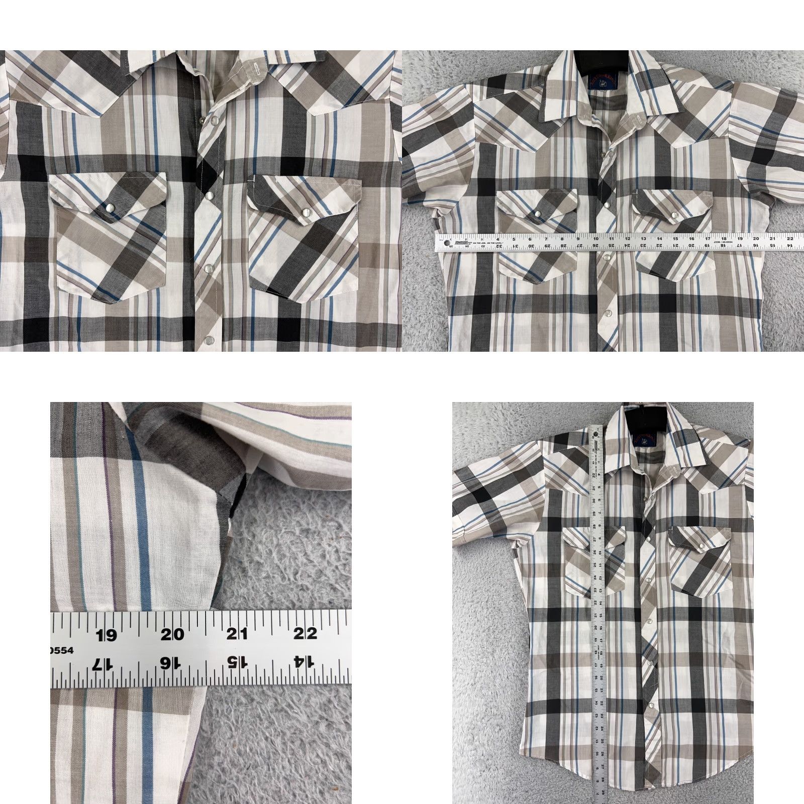 Vintage Rock Creek Shirt Mens Medium Beige Plaid Pearl Snap Button-Up Western Pockets Cotton Size US M / EU 48-50 / 2 - 8 Thumbnail