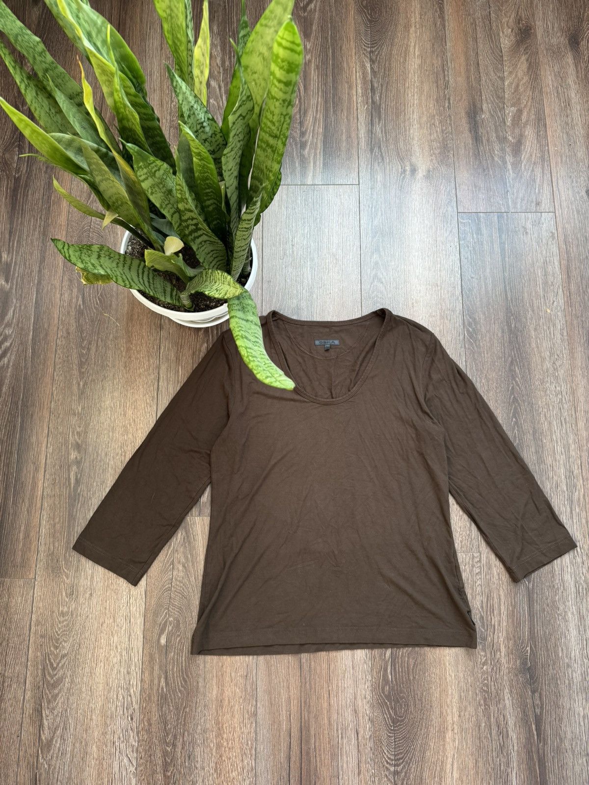 OSKA OSKA Women’s basic brown Large long sleeve t shirt Size L / US 10 / IT 46 - 1 Thumbnail