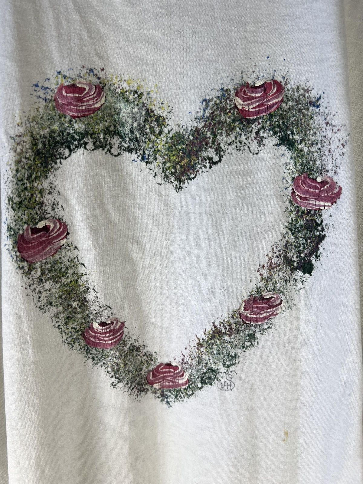 Vintage Vintage flower heart wreath art tee Size US L / EU 52-54 / 3 - 4 Thumbnail