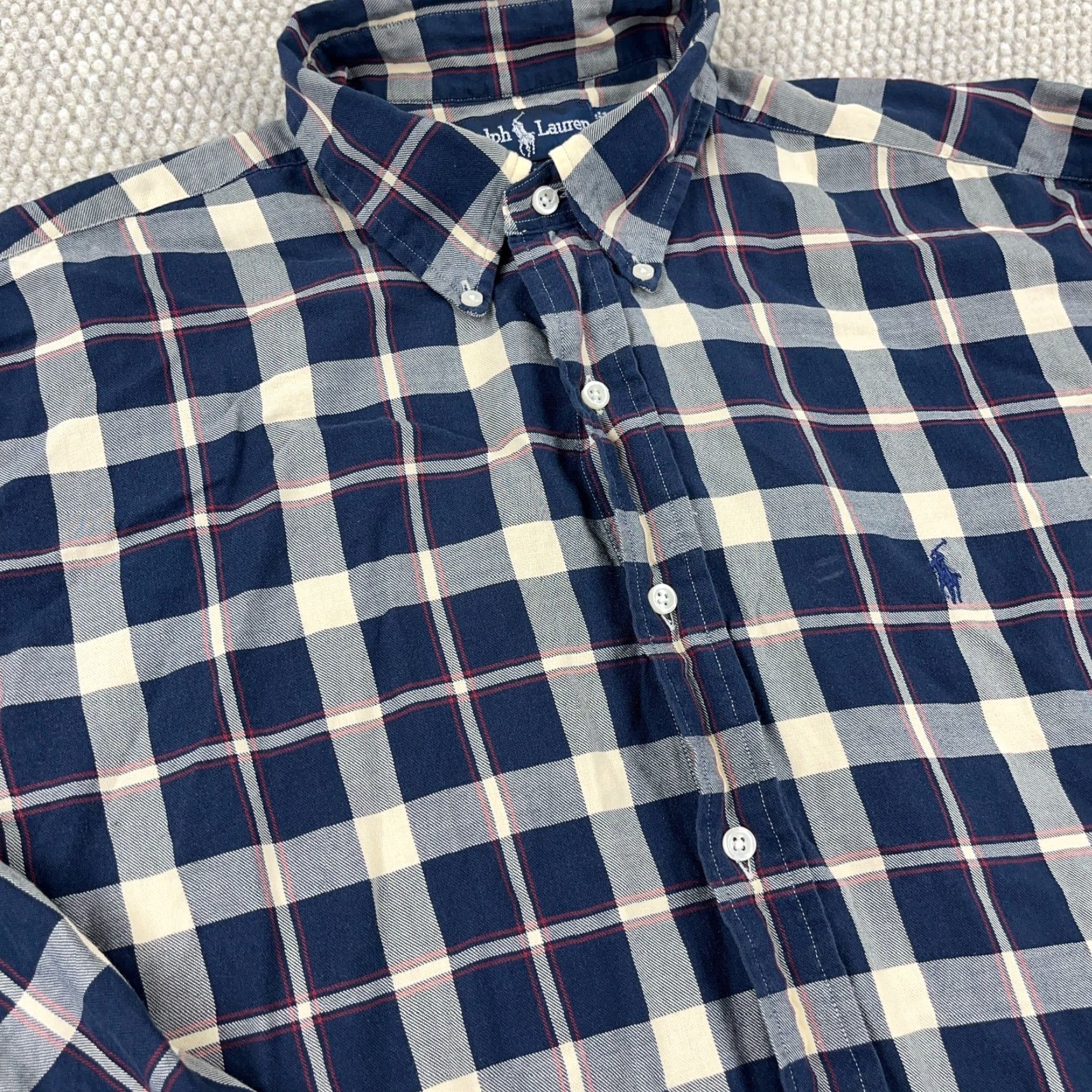Ralph Lauren Ralph Lauren Blaire Button-Up Shirt Men XL Blue Plaid Flannel Casual Tall Shirt Size US XL / EU 56 / 4 - 4 Thumbnail