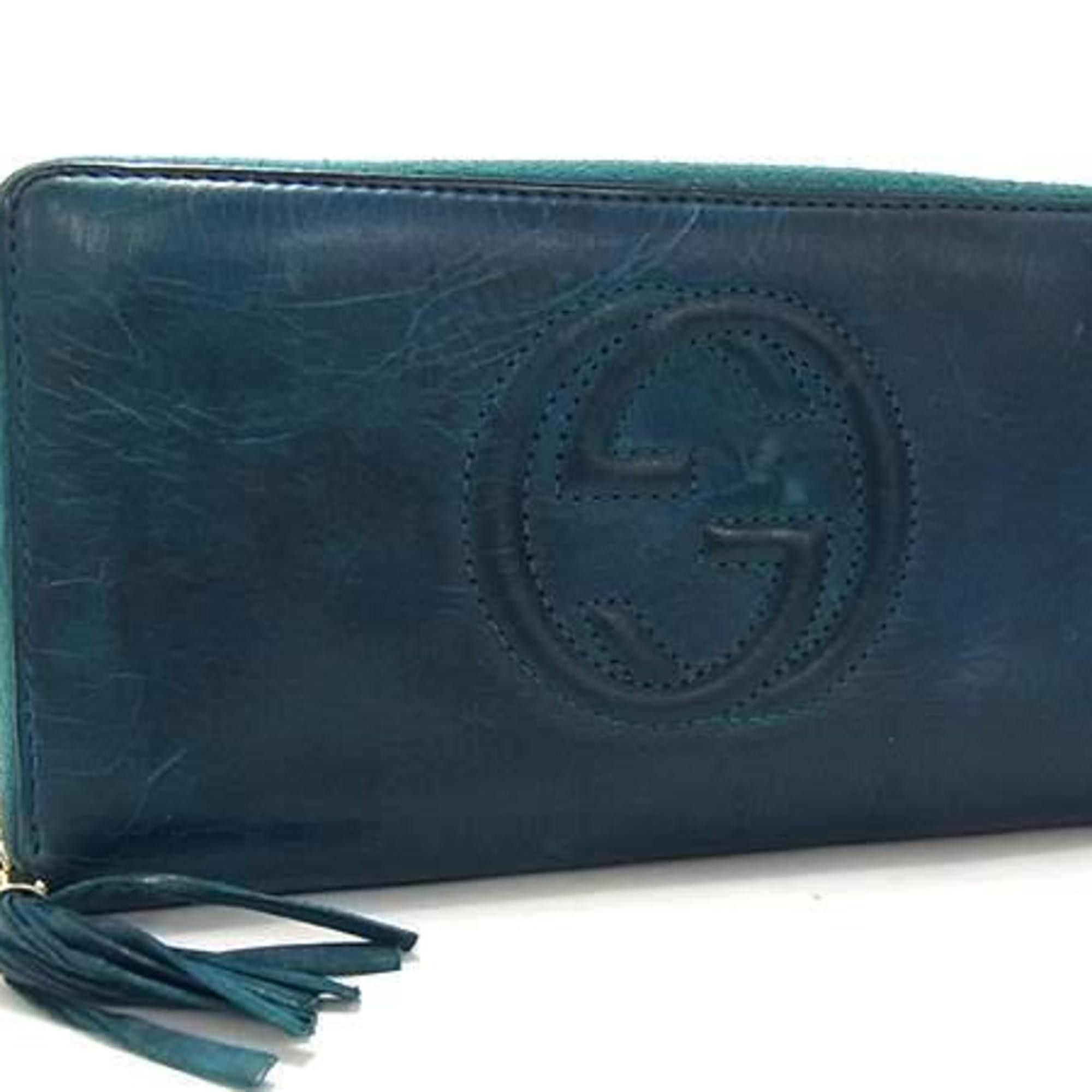 Gucci GUCCI Soho Interlocking G Long Wallet 308004 Blue-Green Leather Round for Men and Women Size ONE SIZE - 1 Thumbnail