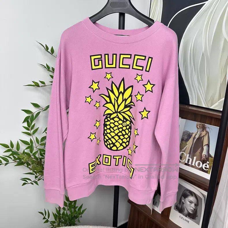 Gucci Gucci Pink pineapple big logo letter round-neck long-sleev Size M / US 6-8 / IT 42-44 - 1 Thumbnail