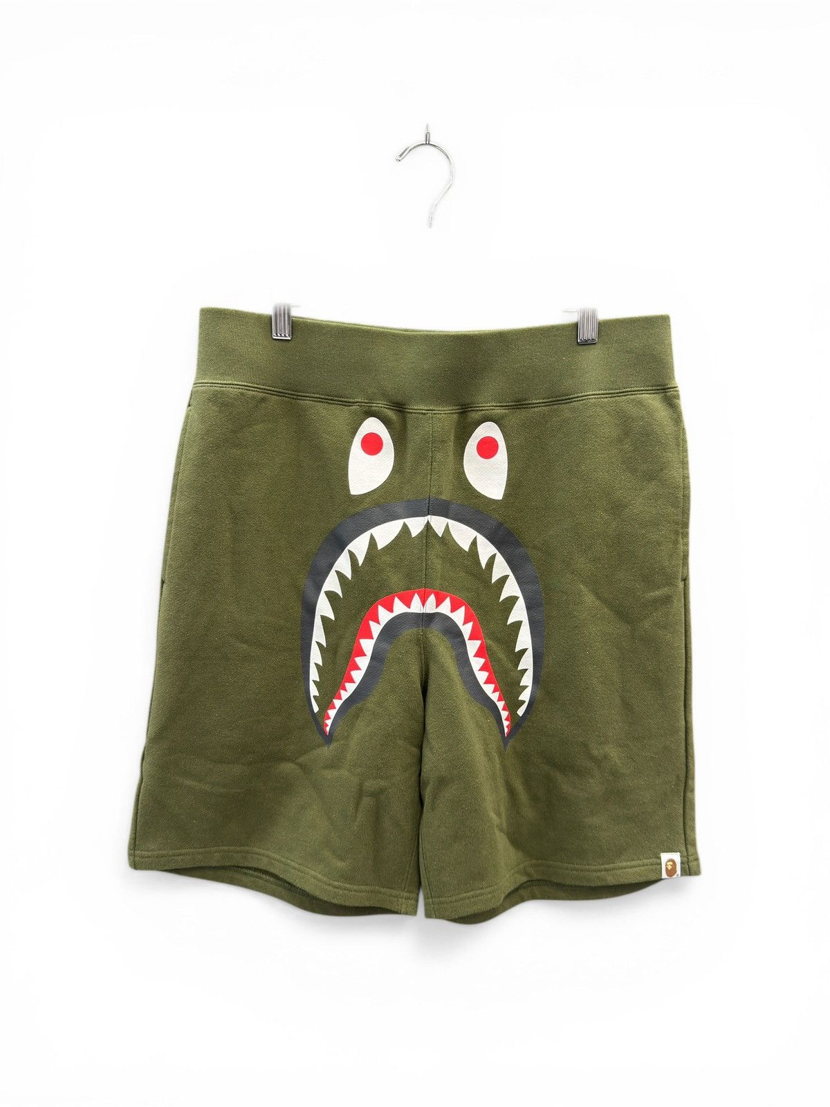Bape Bape Olive Green Shark Shorts Size US 34 / EU 50 - 1 Thumbnail