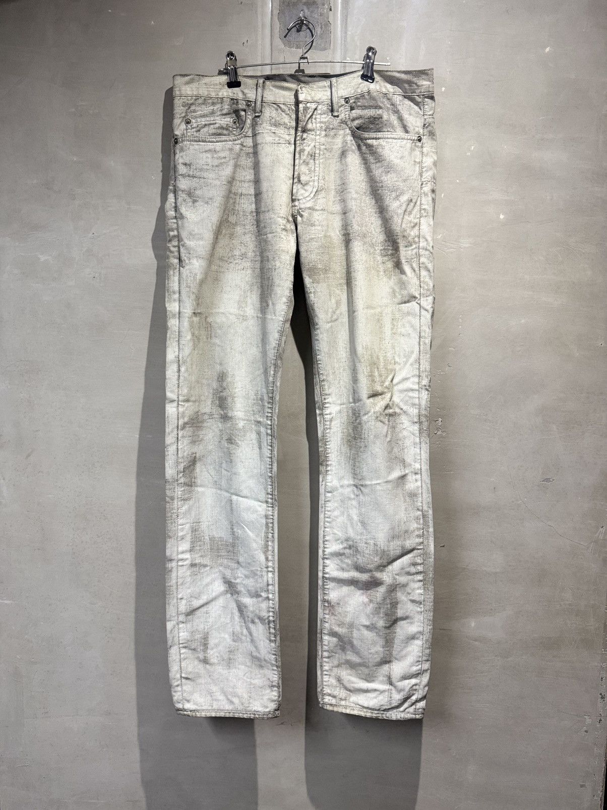 Dior Dior Homme Hedi Slimane White Waxed Denim Jeans Size US 33 - 14 Thumbnail