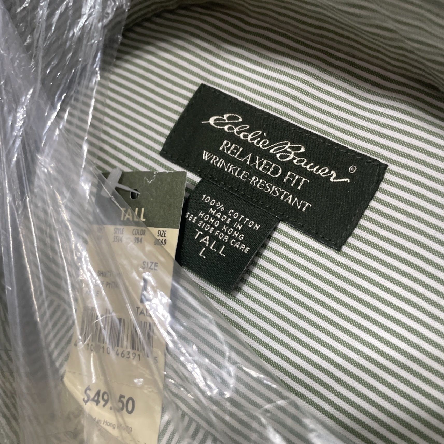 Eddie Bauer VINTAGE Eddie Bauer Button-Up Shirt Mens LT Green Stripe 90s Deadstock Twill Pocket N/A NOS Size US L / EU 52-54 / 3 - 6 Thumbnail