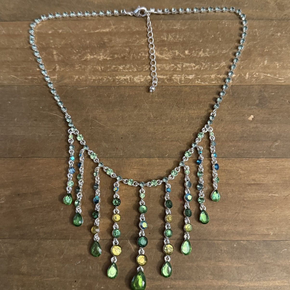 Other Silver tone multicolor rhinestone fringe necklace/earrings Size ONE SIZE - 3 Thumbnail