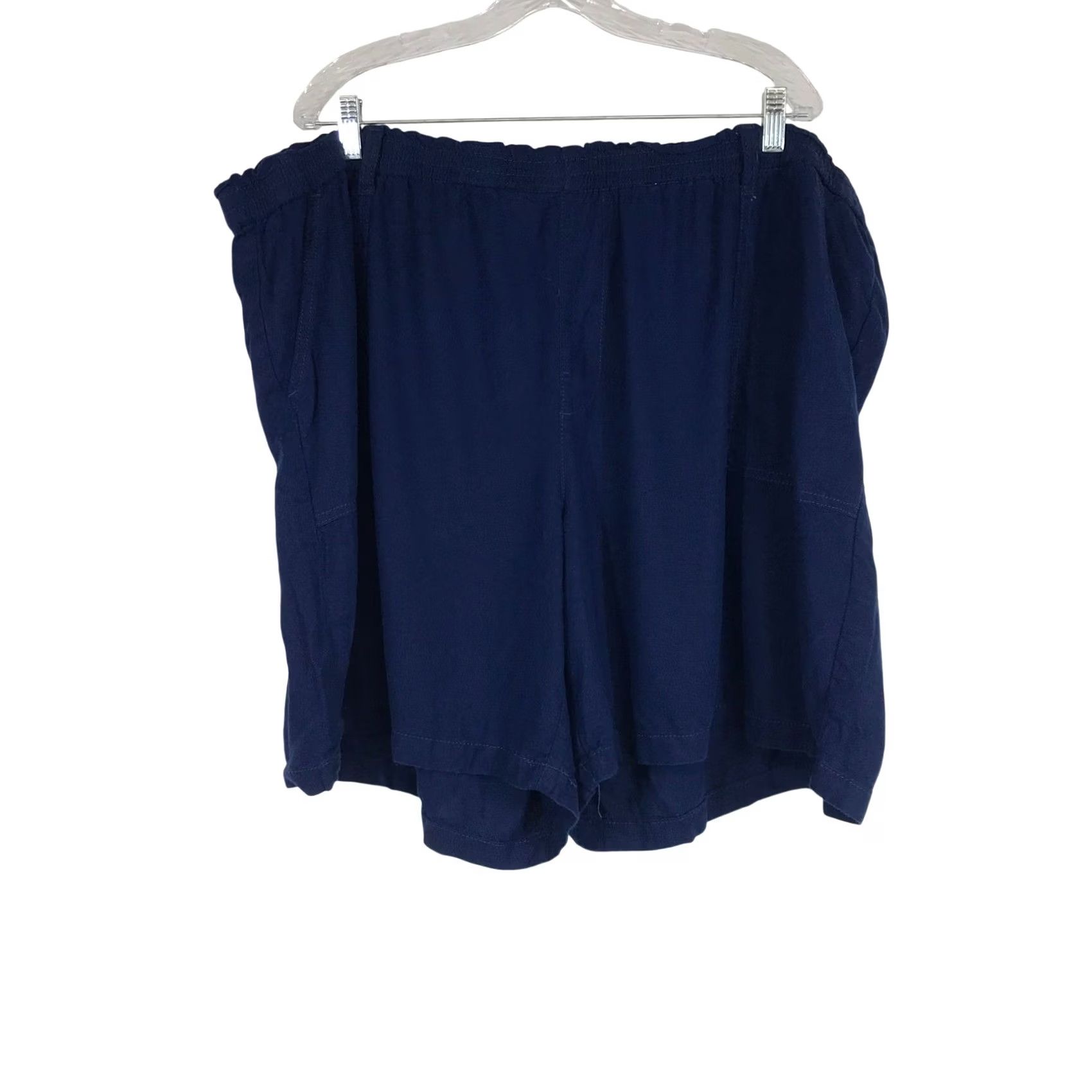 Vintage St. John's Bay Womens 3X Navy Blue Linen Blend Elastic Waist Casual Shorts Size 40" / US 18 - 2 Thumbnail