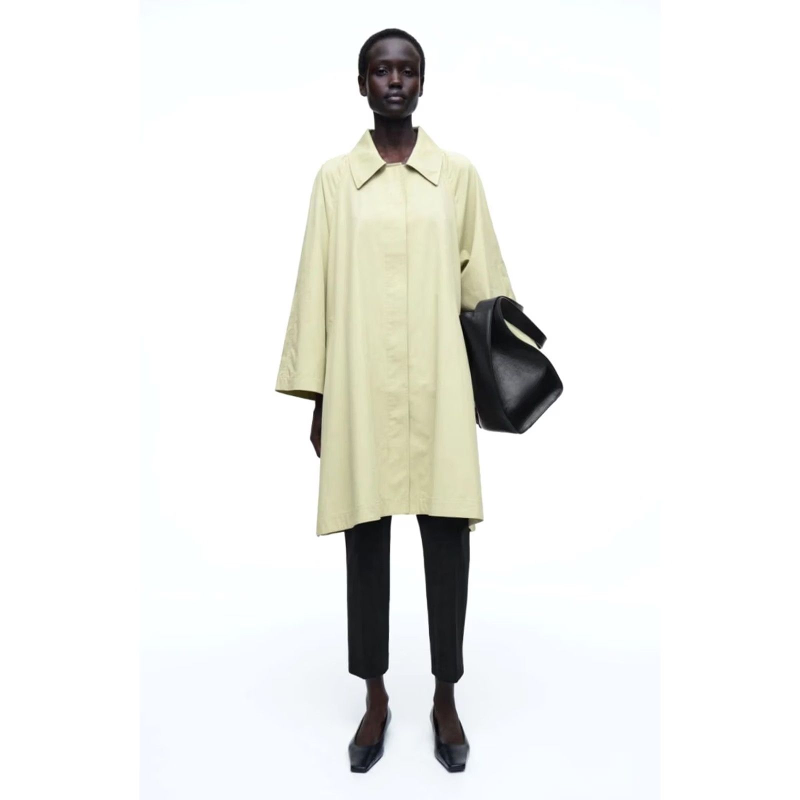 Cos COS oversized voluminous car coat Trench Jacket Light Green Cotton Blend Size M / US 6-8 / IT 42-44 - 4 Thumbnail