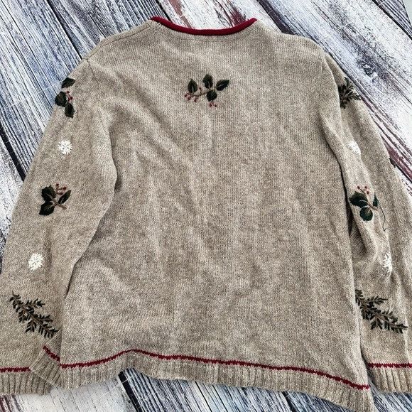 Vintage Vintage Christopher & Banks Hand Embroidered Beige Holiday S Size L / US 10 / IT 46 - 6 Thumbnail