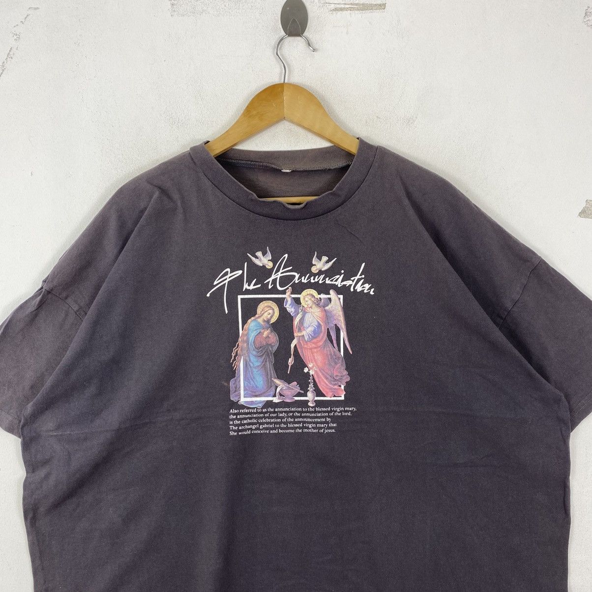 Japanese Brand Vintage Japan Annunciation Angel Mary Graphic Tee Grey XL Size US M / EU 48-50 / 2 - 3 Thumbnail