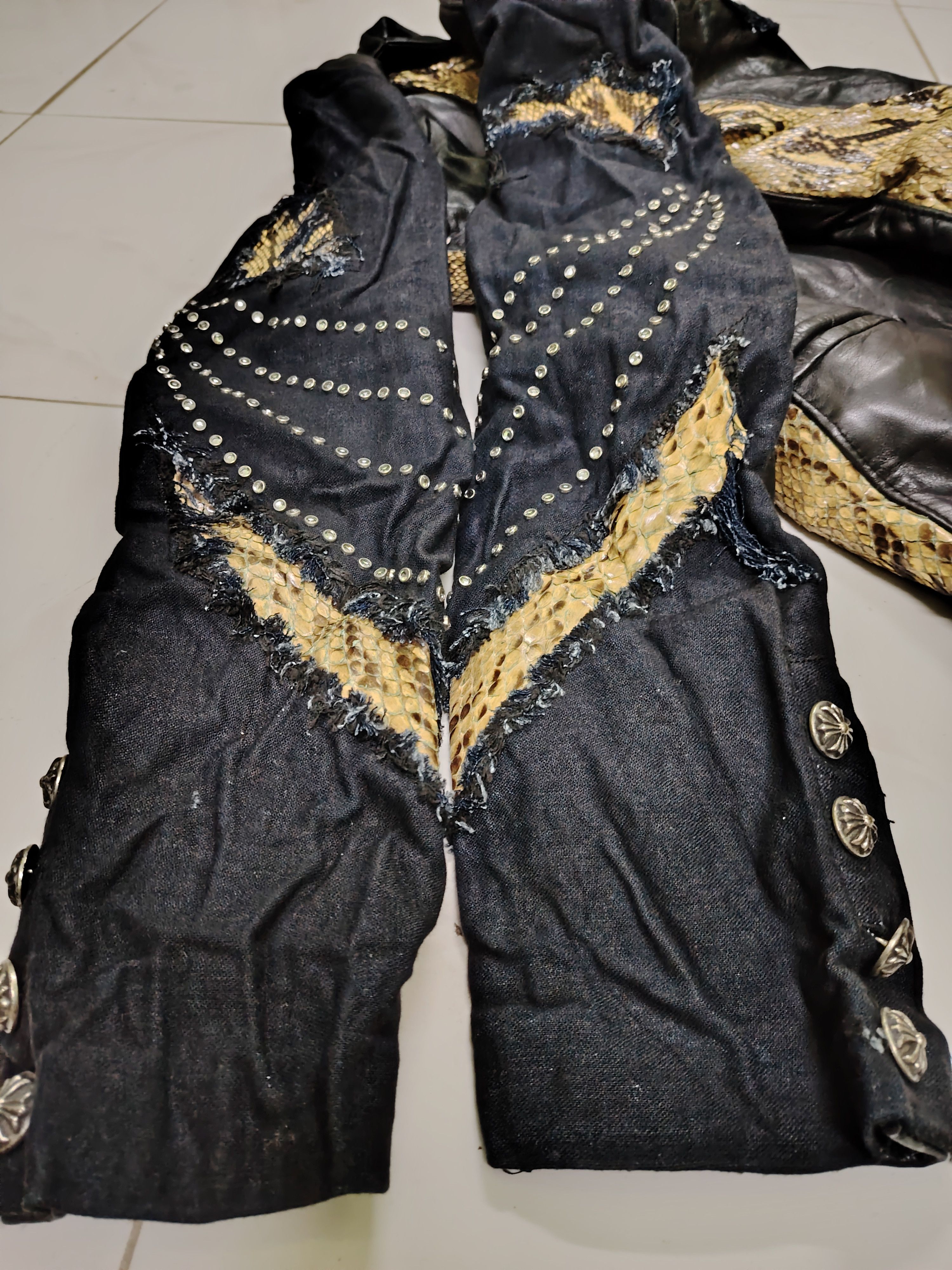 Japanese Brand Handmade Phyton Leather Jacket by EijiKyoto like ChromeHeart Size US M / EU 48-50 / 2 - 16 Thumbnail