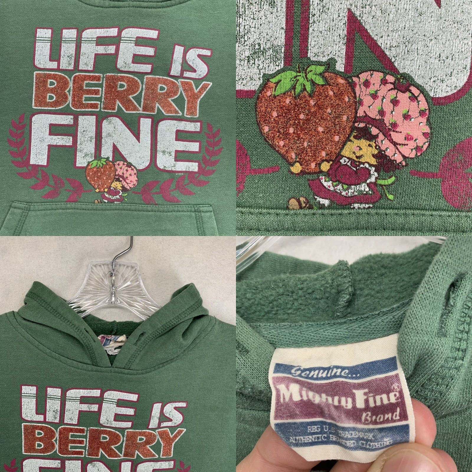 Vintage VINTAGE Strawberry Shortcake Hoodie Pullover Women's Medium Green 90s Cartoon Activewear Size M / US 6-8 / IT 42-44 - 8 Thumbnail