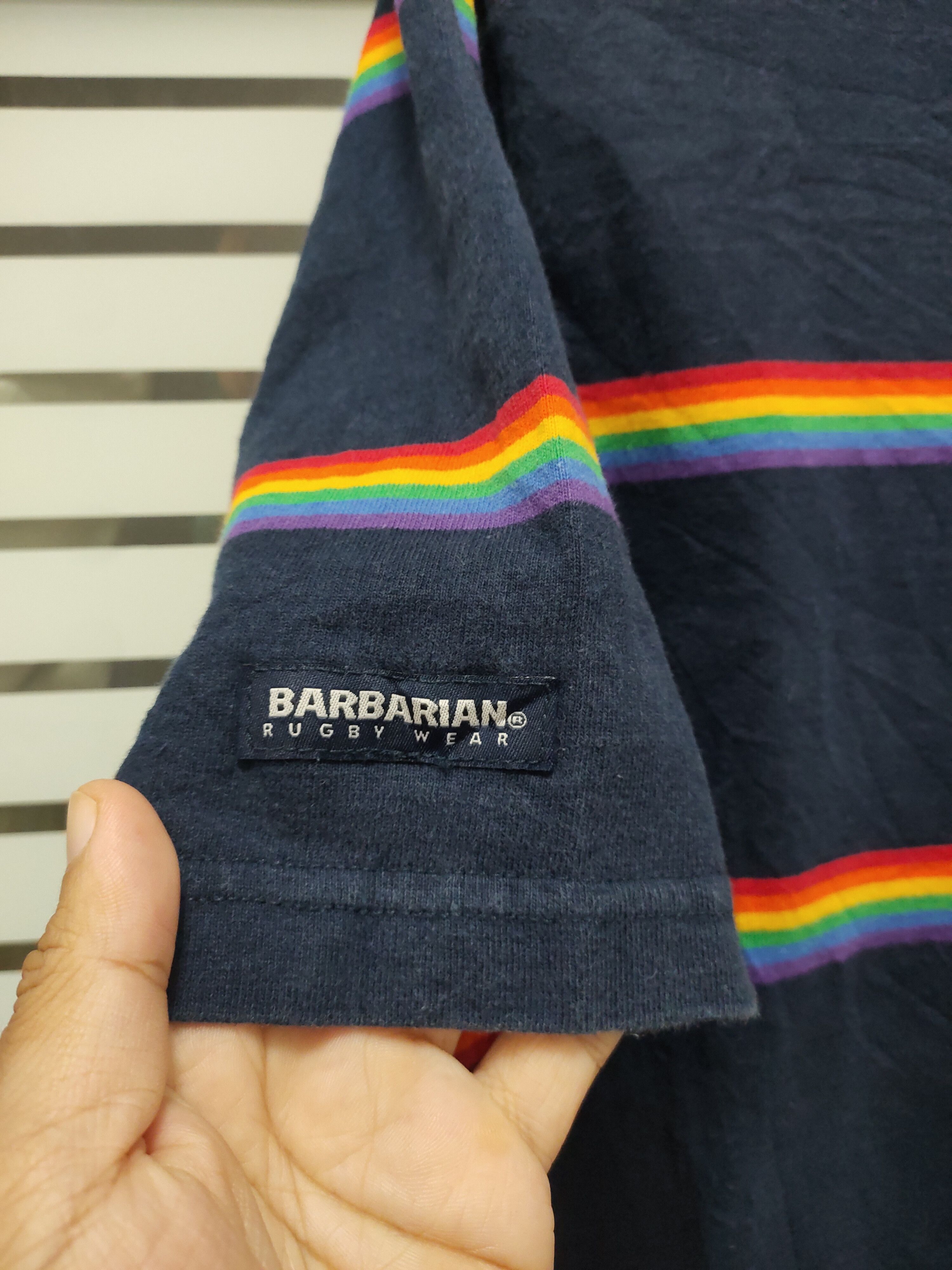 Barbarian Vtg BARBARIAN Canada 12oz Rainbow Stripe Rugby T Size US XL / EU 56 / 4 - 8 Thumbnail