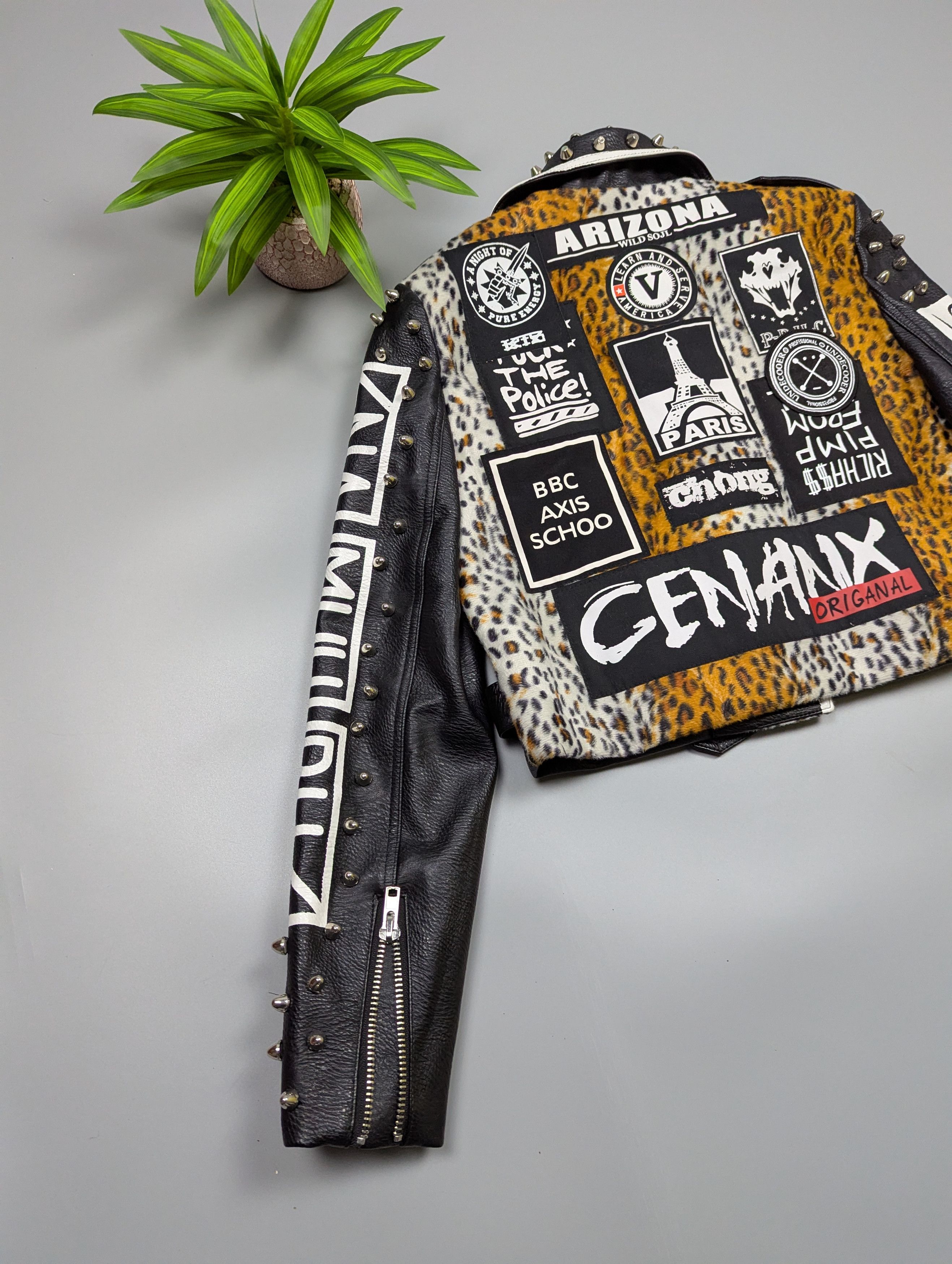 Hysteric Glamour Y2K Punk Rock Studded Graffiti Jacket Biker Leather Style Size M / US 6-8 / IT 42-44 - 15 Thumbnail