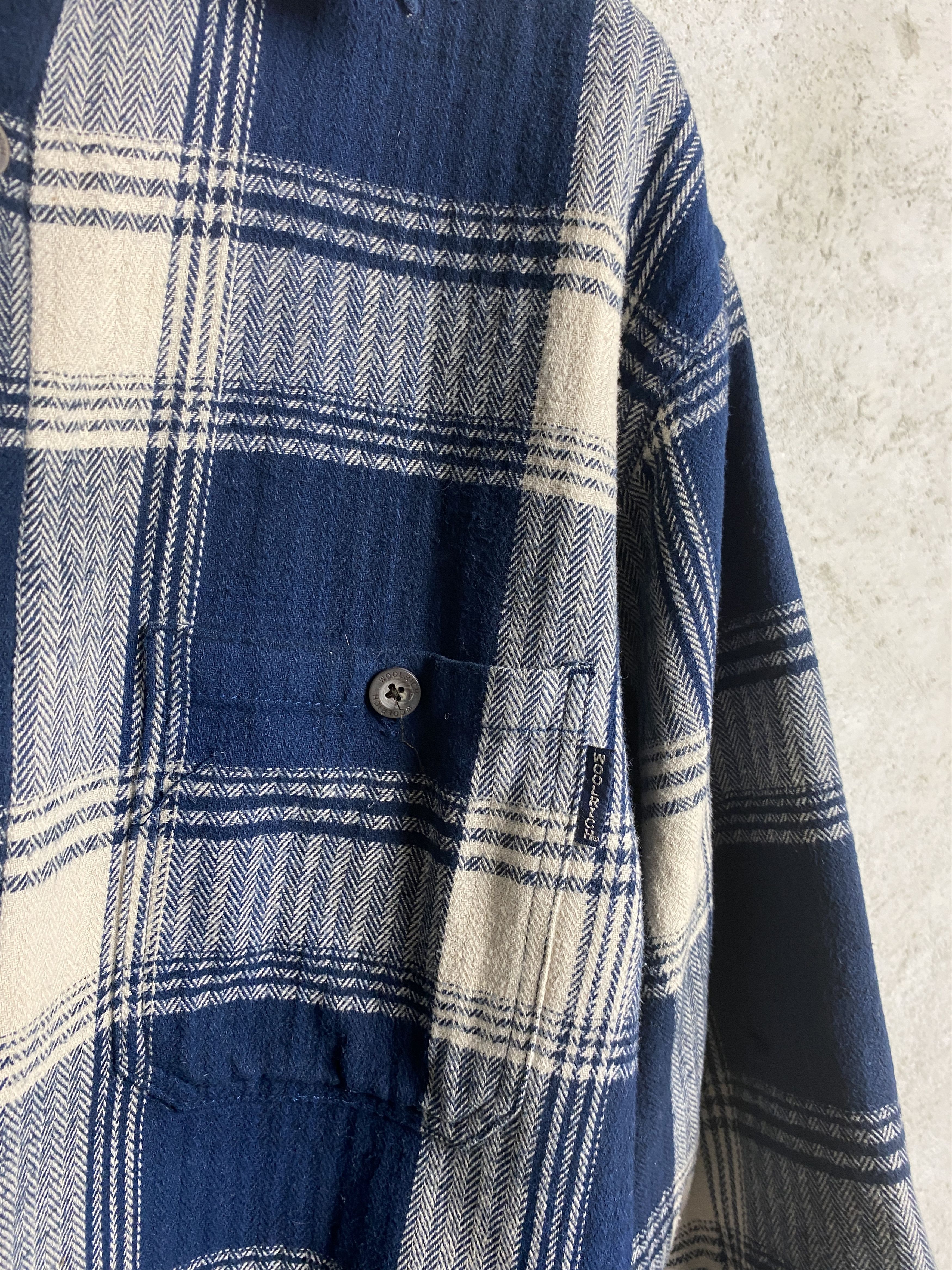 Woolrich Woolen Mills Woolrich Dark Denim Plaid fleece shirt overshirt jacket Size US M / EU 48-50 / 2 - 2 Thumbnail