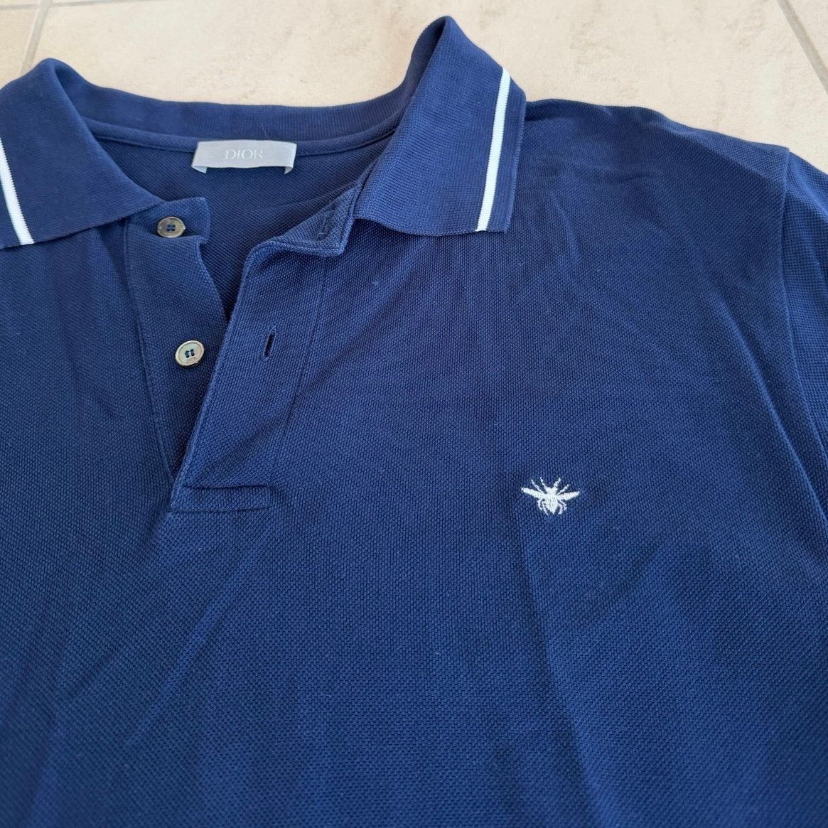 Dior Dior Men Navy Blue Short Sleeve Polo Shirt Bee Logo XXL Size US XXL / EU 58 / 5 - 2 Thumbnail