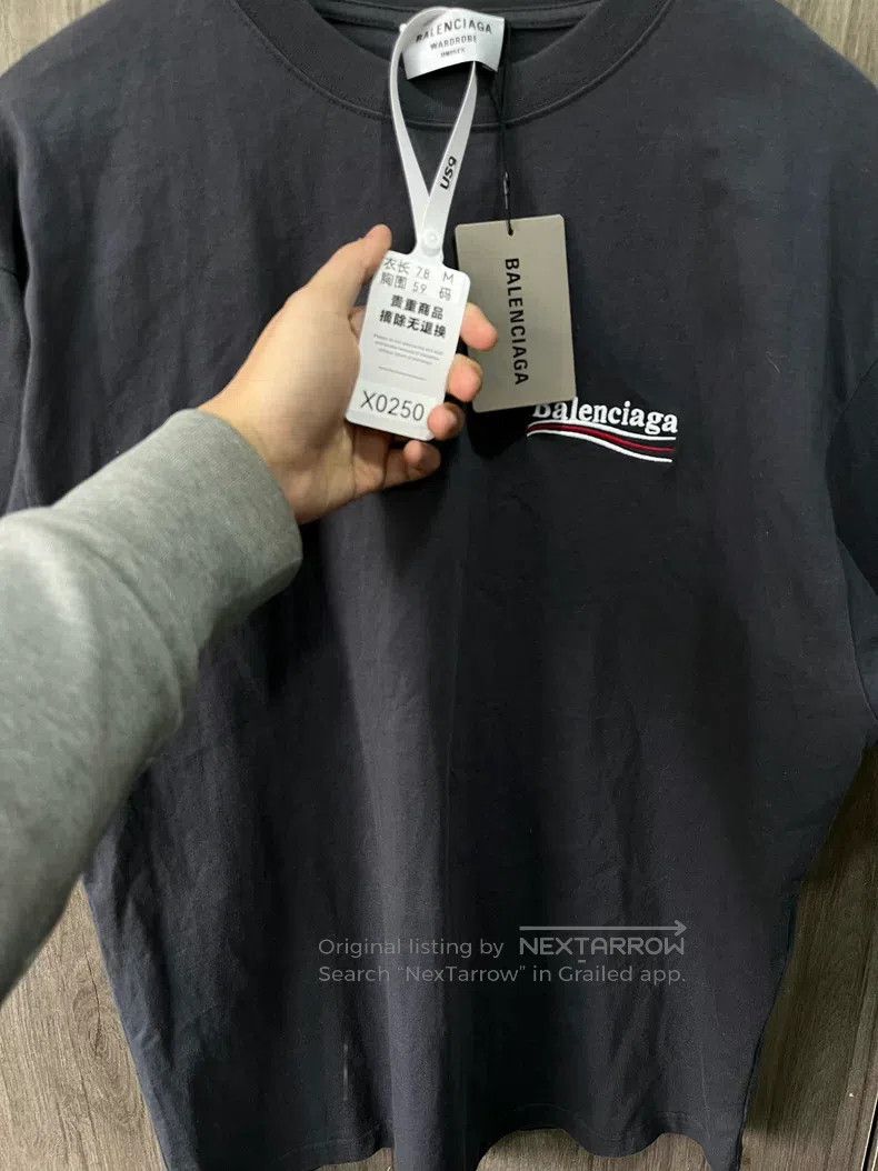 Balenciaga Balenciaga Smoke Grey Coke Embroidered Short Sleeve Size US M / EU 48-50 / 2 - 8 Thumbnail