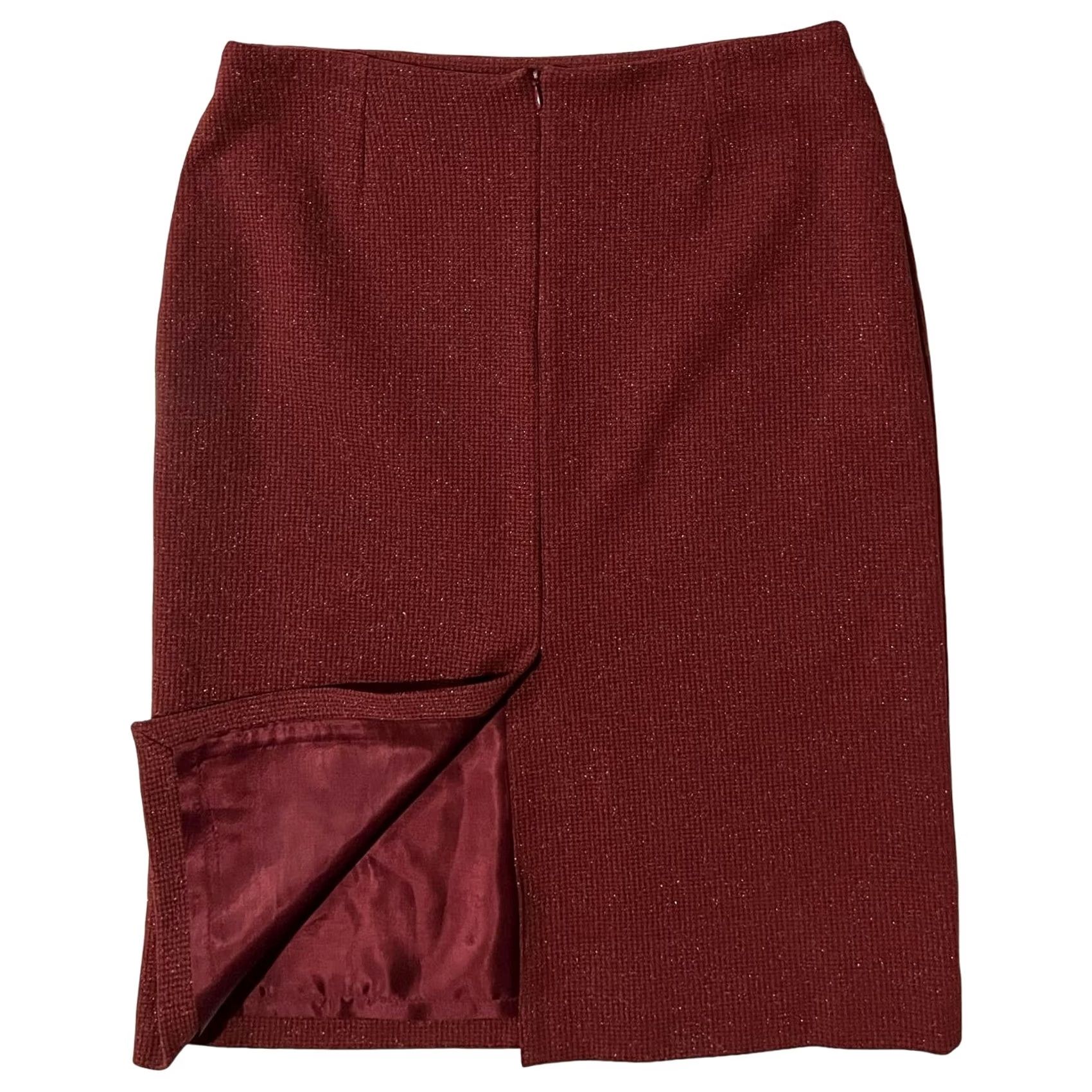 Vintage les chemins blancs Skirt Knee Length Maroon Burgundy Nylon Pencil Womens L Size Size 36" / US 14 / IT 50 - 5 Thumbnail