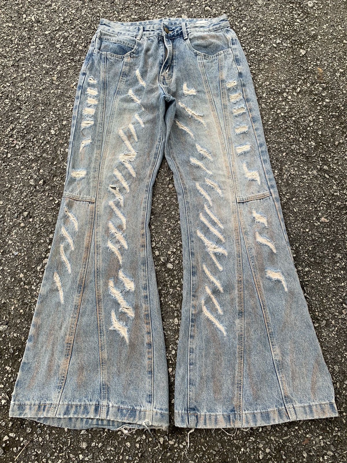Japanese Brand × Kapital × Vintage FLARE💥 ARGUECULTURE JAPANESE PUNK STYLE DISTRESSED DENIM☠️🎌 Size US 31 - 1 Thumbnail