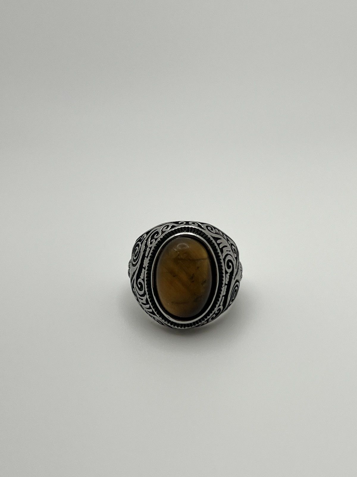 Vintage Stainless Steel Tigers Eye Ring Size ONE SIZE - 1 Thumbnail