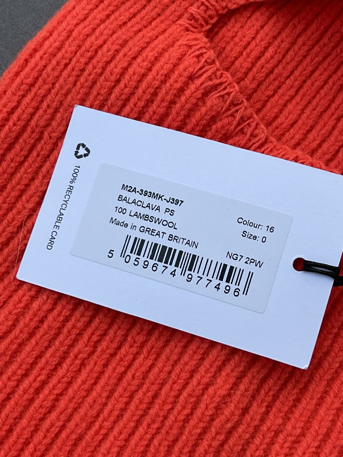 Paul Smith !DS! AW22 Paul Smith Orange Lambswool Balaclava Size ONE SIZE - 11 Thumbnail
