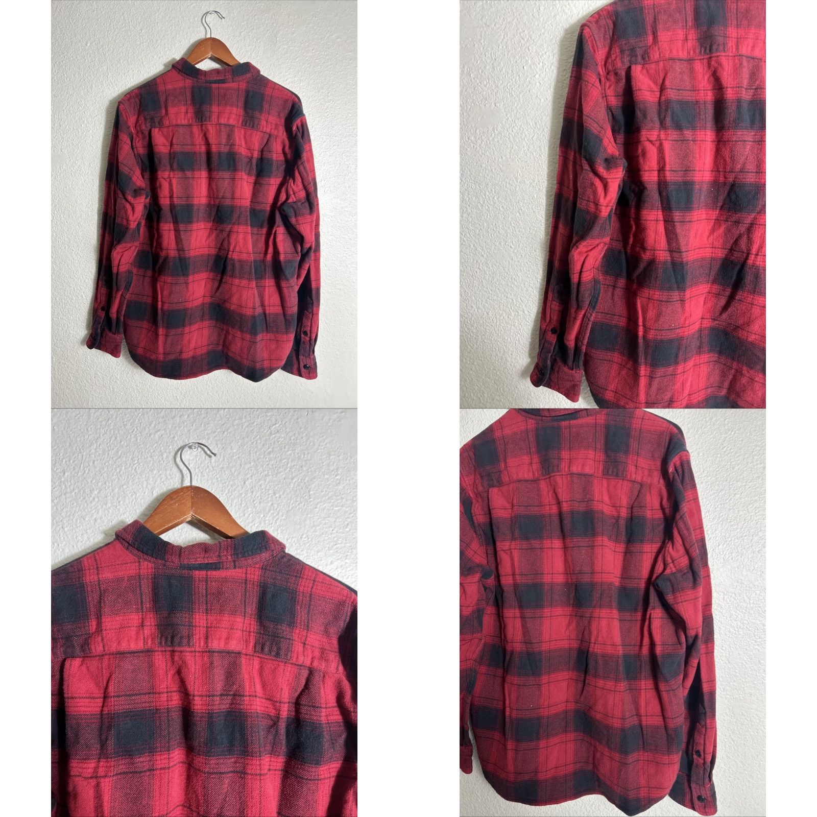 Lucky Brand Lucky Brand Mens XL Classic Fit Flannel Shirt Red Black Plaid Flaws Buttons Size US XL / EU 56 / 4 - 9 Thumbnail