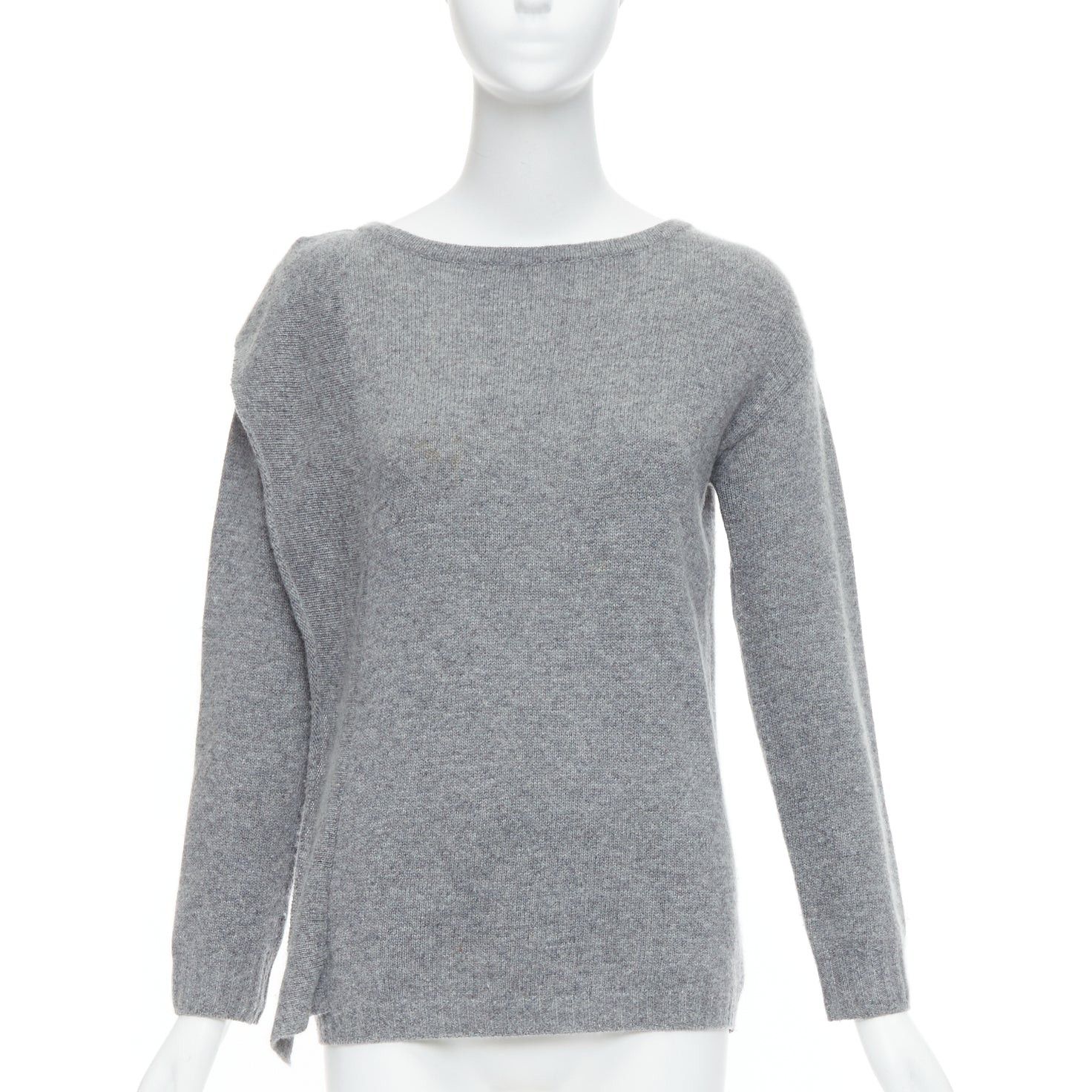 Prada PRADA 2016 grey wool cashmere side panel asymmetric sweater IT38 XS Size XS / US 0-2 / IT 36-38 - 1 Thumbnail