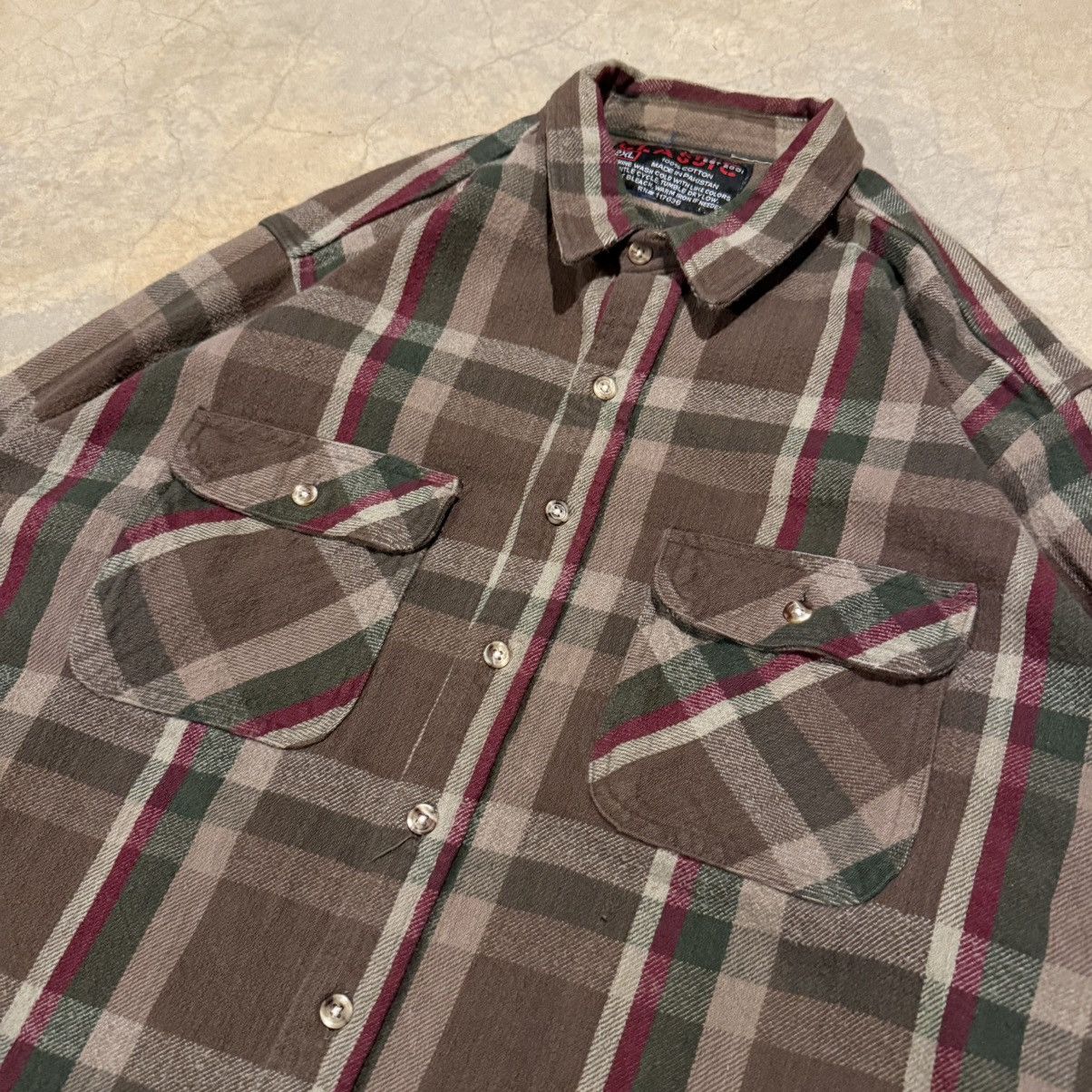 Vintage Vtg 2000s Brown Faded Distressed Flannel Shirt ERD Grunge Size US XXL / EU 58 / 5 - 3 Thumbnail