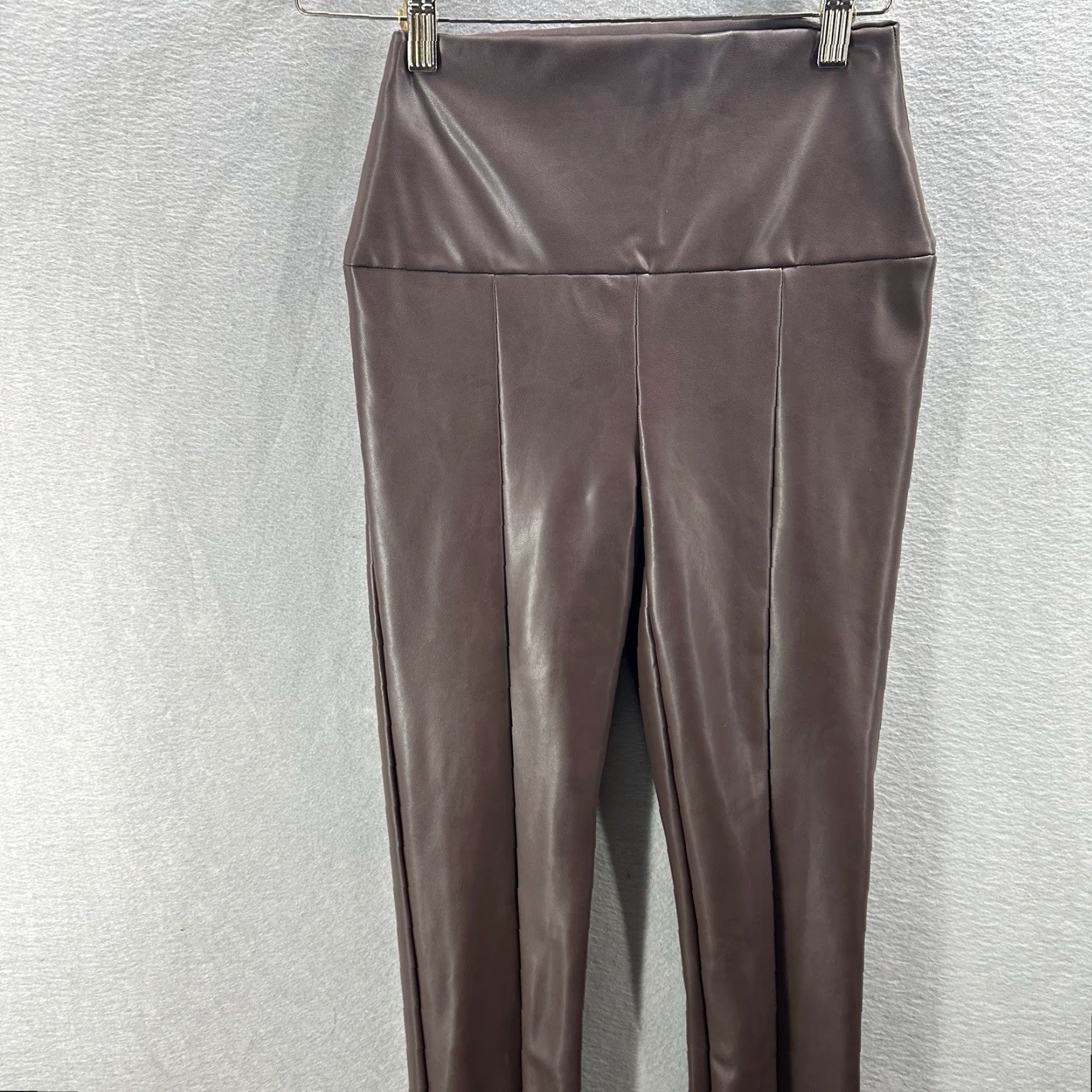 Norma Kamali Norma Kamali Faux Leather Slit Hem Leggings Womens XS Brown Casual Ankle Size 26" / US 2 / IT 38 - 4 Thumbnail