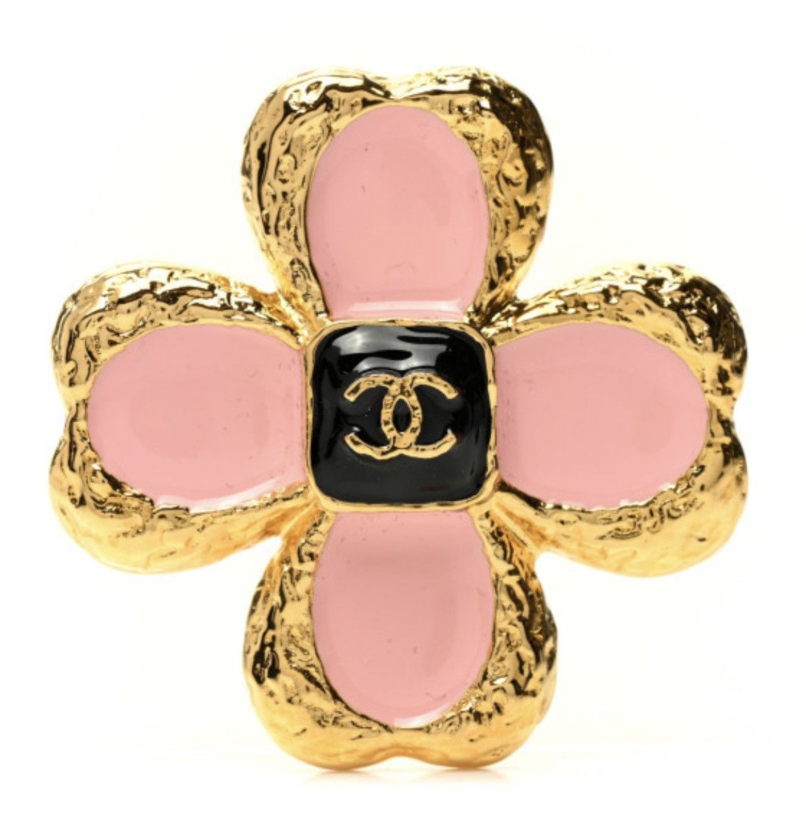 Chanel CHANEL Resin Metal Glass CC Clover Brooch Gold Black Pink Size ONE SIZE - 5 Thumbnail