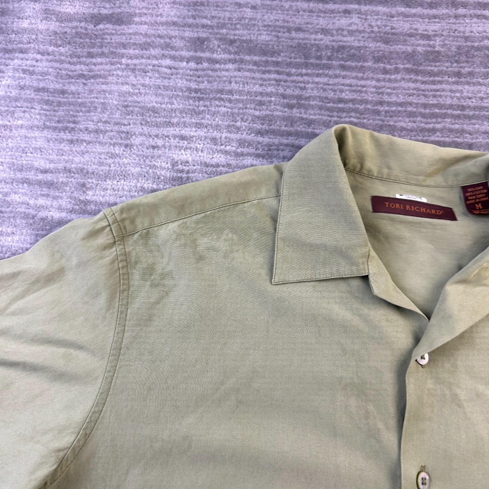 Tori Richard Tori Richard Shirt Mens Medium Green Panel Back Button Up Wine Size US M / EU 48-50 / 2 - 6 Thumbnail