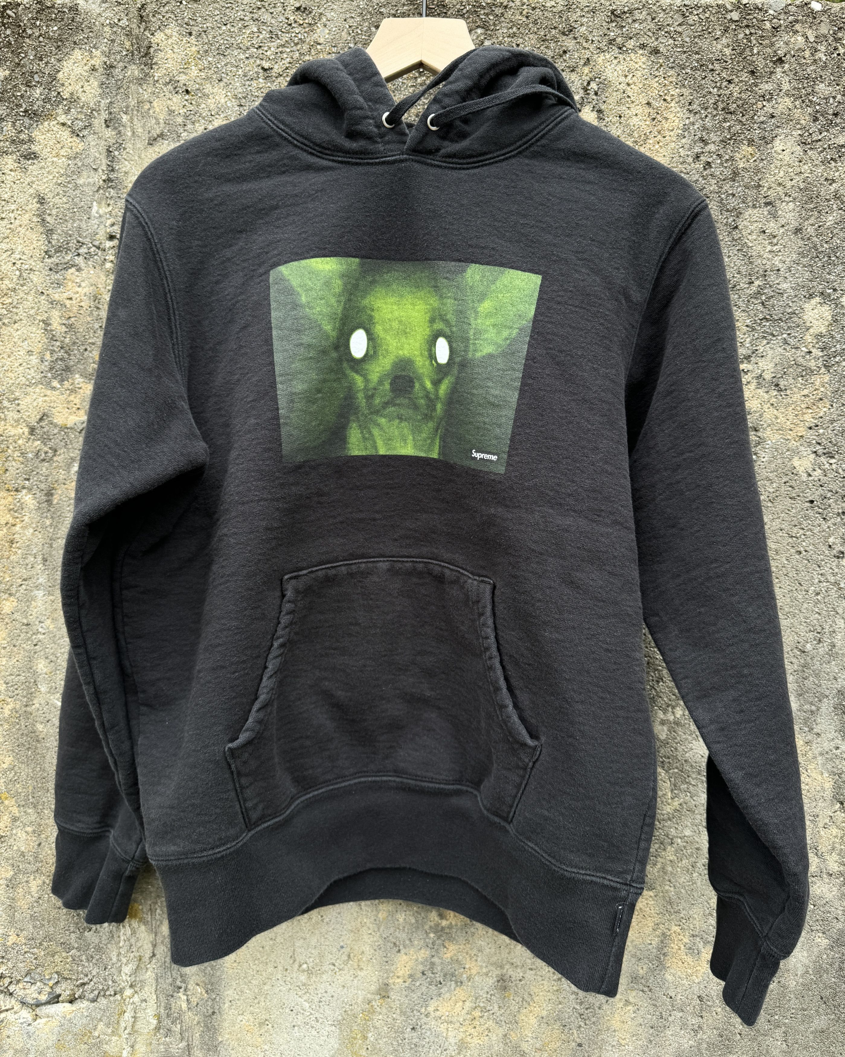 Image of Supreme Chris Cunningham Chihuahua Hooded Sweatshirt in Black, Men's (Size Small)