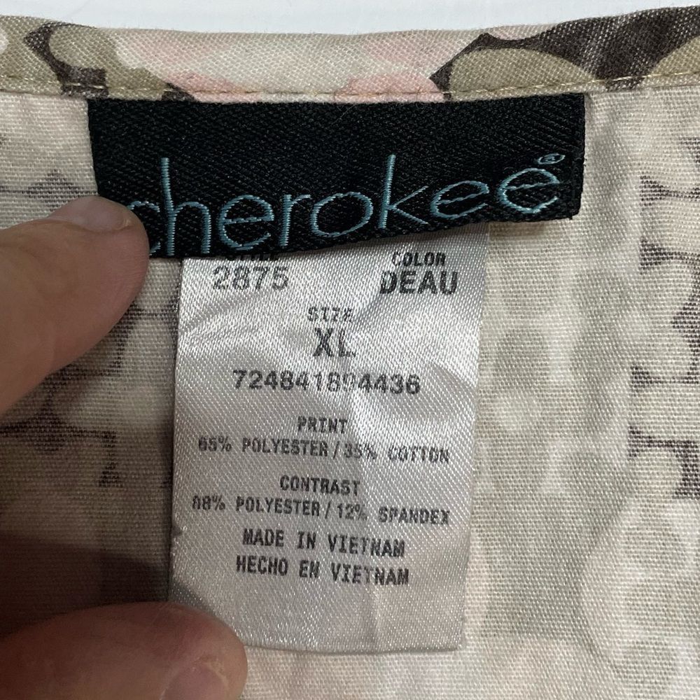 Cherokee Cherokee Tan & Brown Scrub Top XL Size XL / US 12-14 / IT 48-50 - 4 Thumbnail