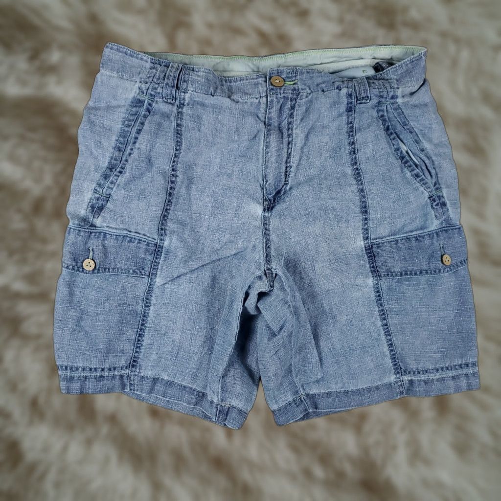 Tommy Bahama VINTAGE Tommy Bahama Cargo Shorts Mens 34 Blue Linen Outdoor Hiking Camping Casual Summer Size US 34 / EU 50 - 1 Thumbnail
