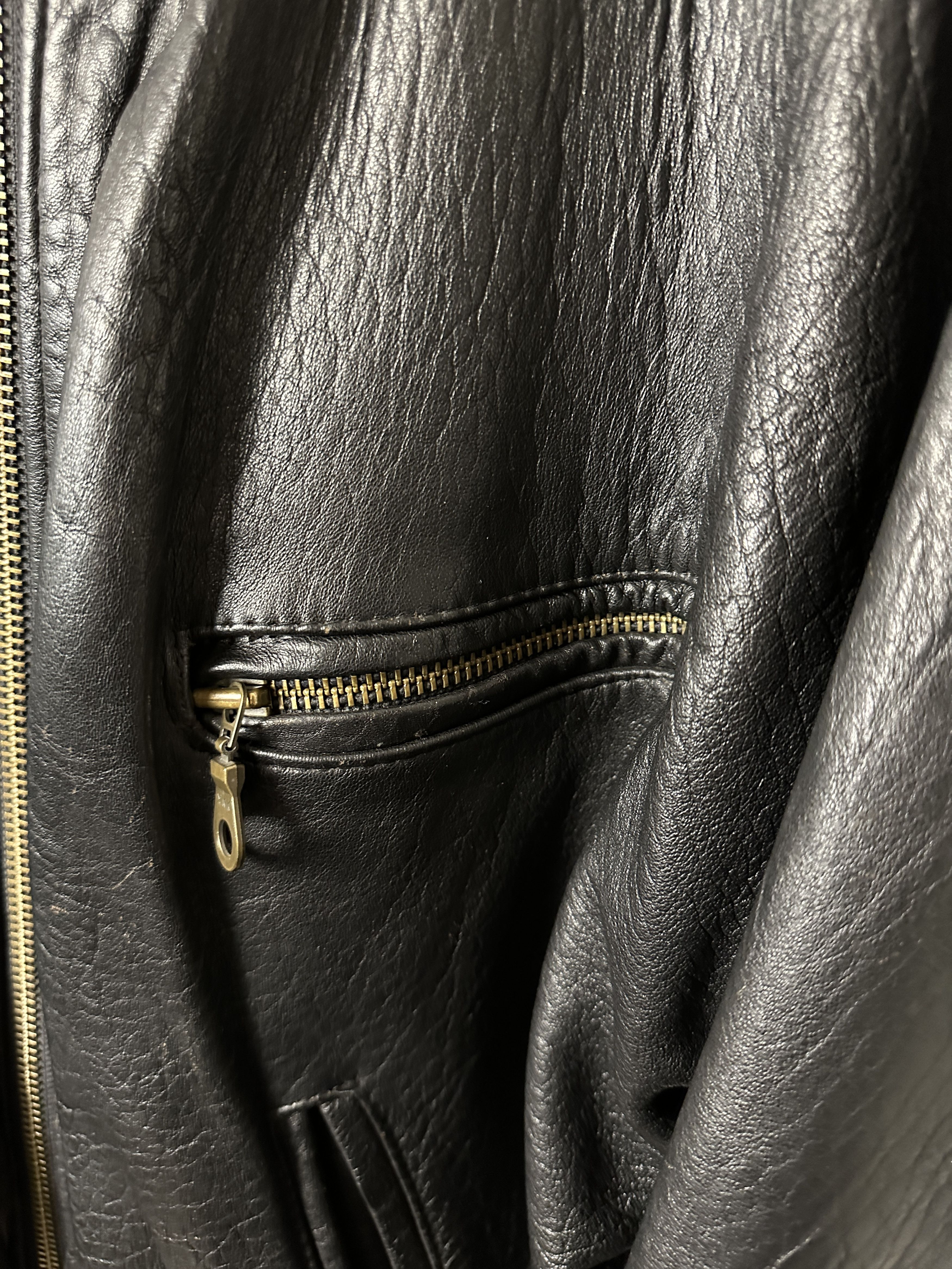 Genuine Leather Genuine Leather Black Bomber Jacket Size US XL / EU 56 / 4 - 7 Thumbnail