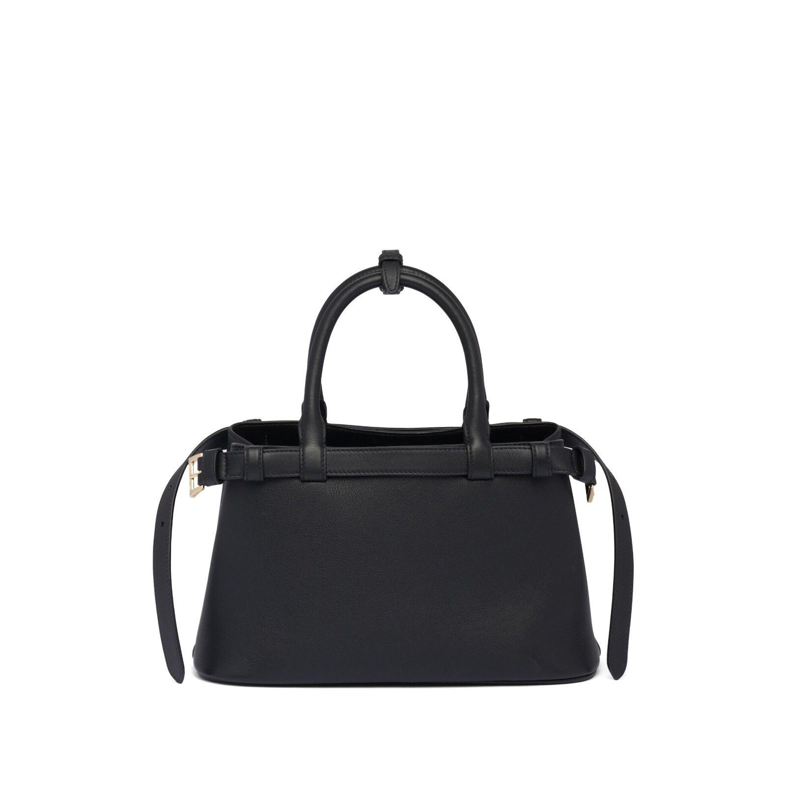 Prada PRADA Buckle Small Black Leather Double Belted Handbag New Size ONE SIZE - 2 Thumbnail