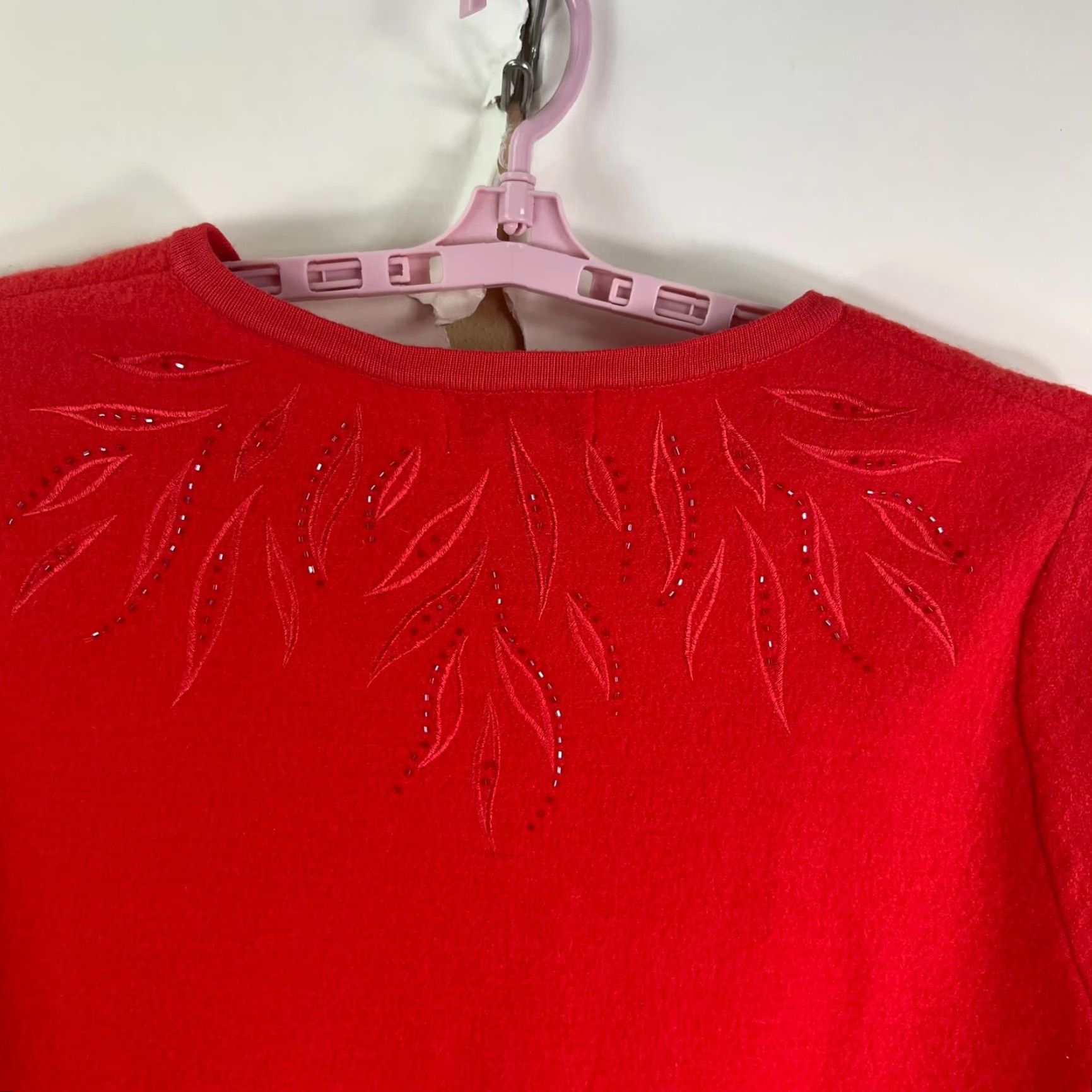 Vintage VINTAGE Victor Costa Cardigan Sweater Womens 1X Orange 100% Wool Embellished Embroidered Womens Cardigan 90s Style Size XL / US 12-14 / IT 48-50 - 6 Thumbnail
