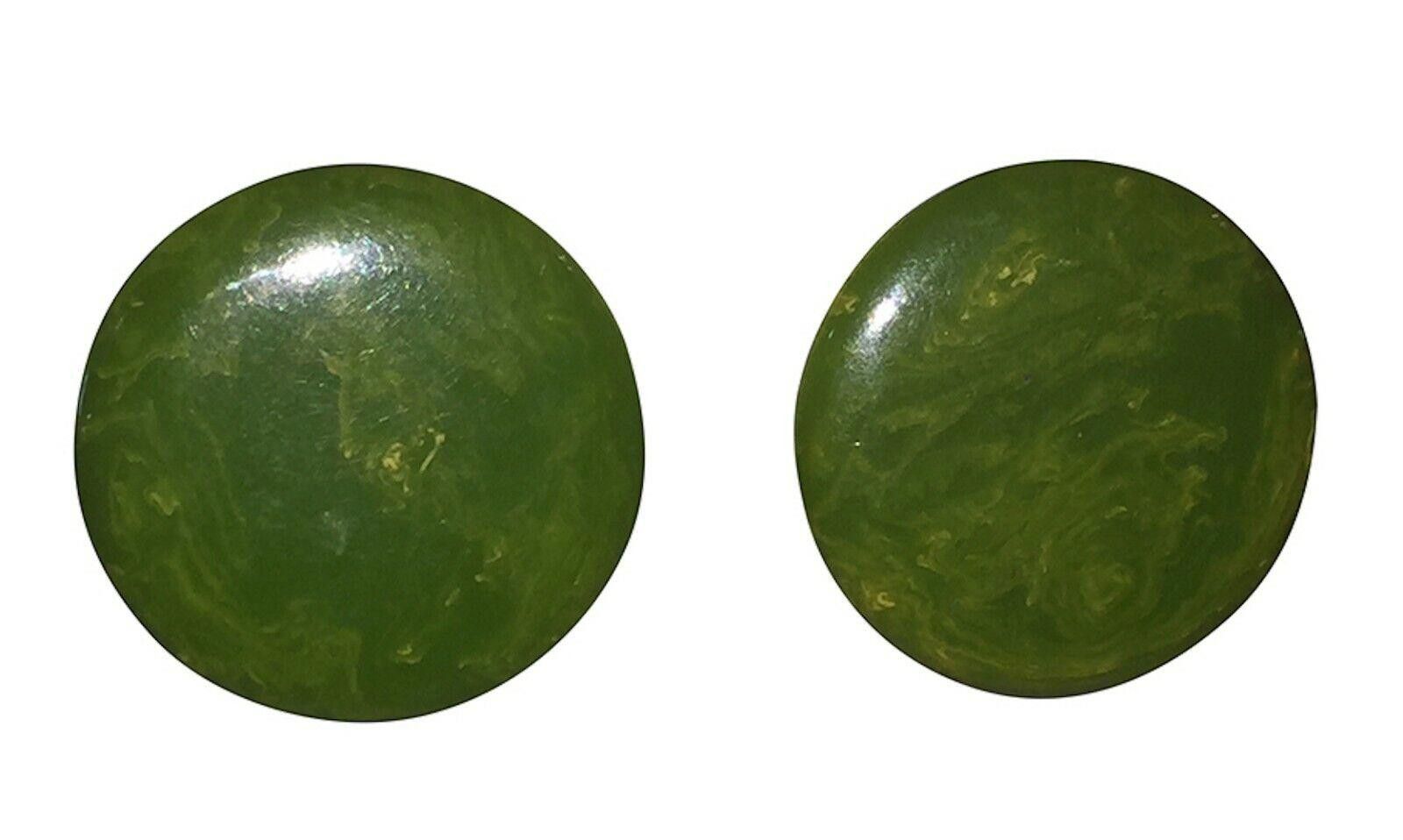 Designer Green Swirl Round Bakelite Earrings Size ONE SIZE - 1 Thumbnail