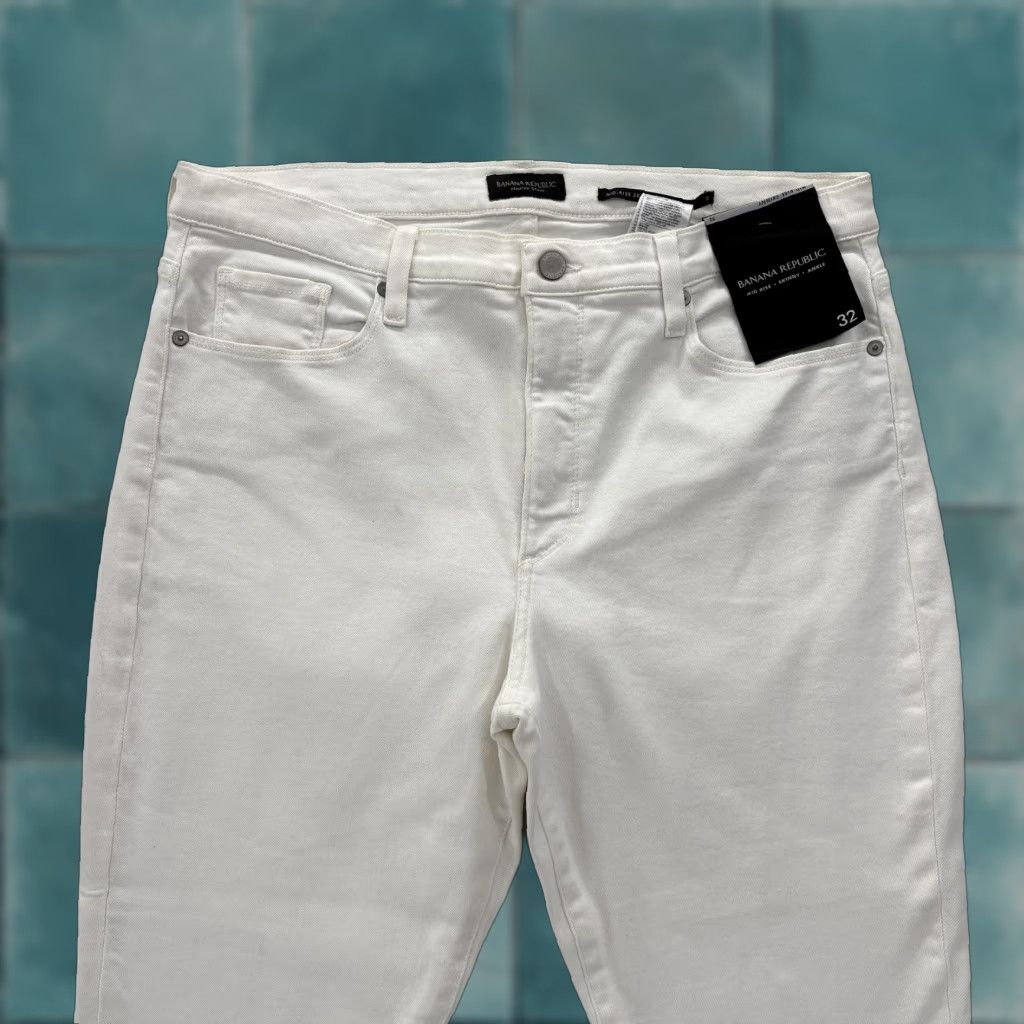 Banana Republic Banana Republic Jeans Womens 32 White Mid Rise Skinny Ankle Stretch Denim NWT Size 24" / US 00 / IT 34 - 1 Thumbnail