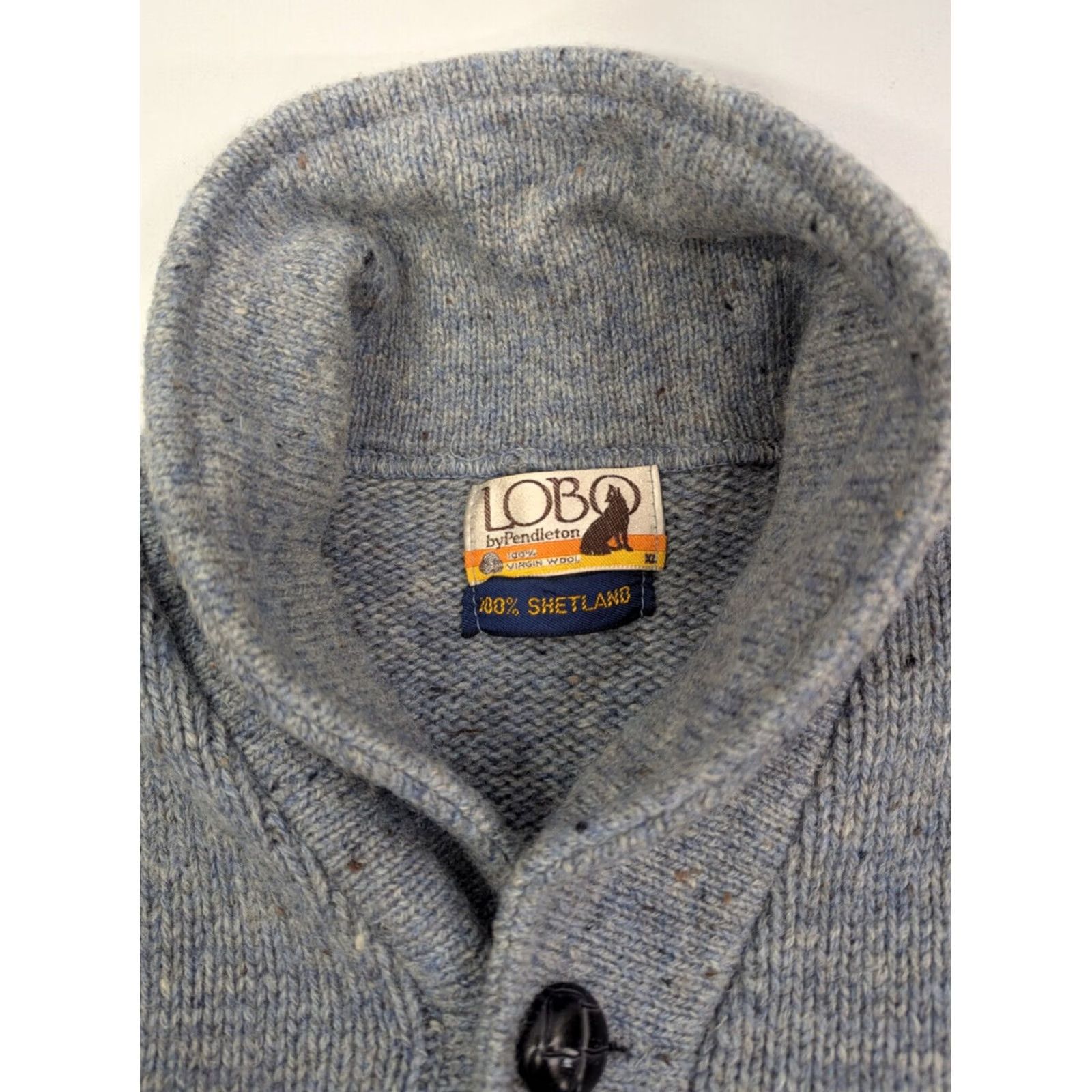Pendleton Vtg Lobo Pendleton Virgin Shetland Wool Shawl Collar Sweater Size XL Union Made レディース Wool 100% Pullover Blue Grey Size XL / US 12-14 / IT 48-50 - 7 Thumbnail