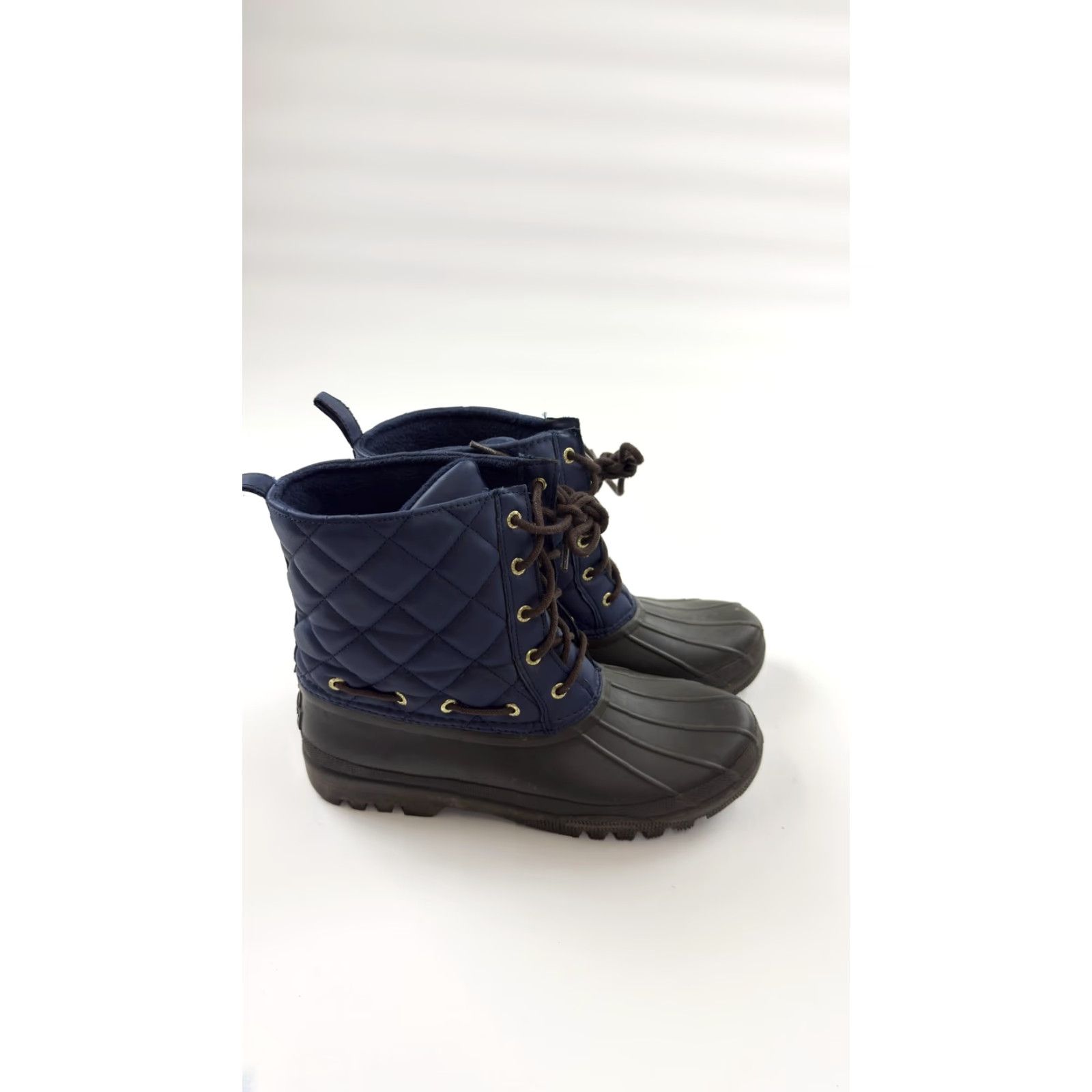 Sperry Sperry Top-Sider Boots Women's 9 Navy Quilted Waterproof Lace Up STS83694 Rain Boot Size US 9 / IT 39 - 2 Thumbnail