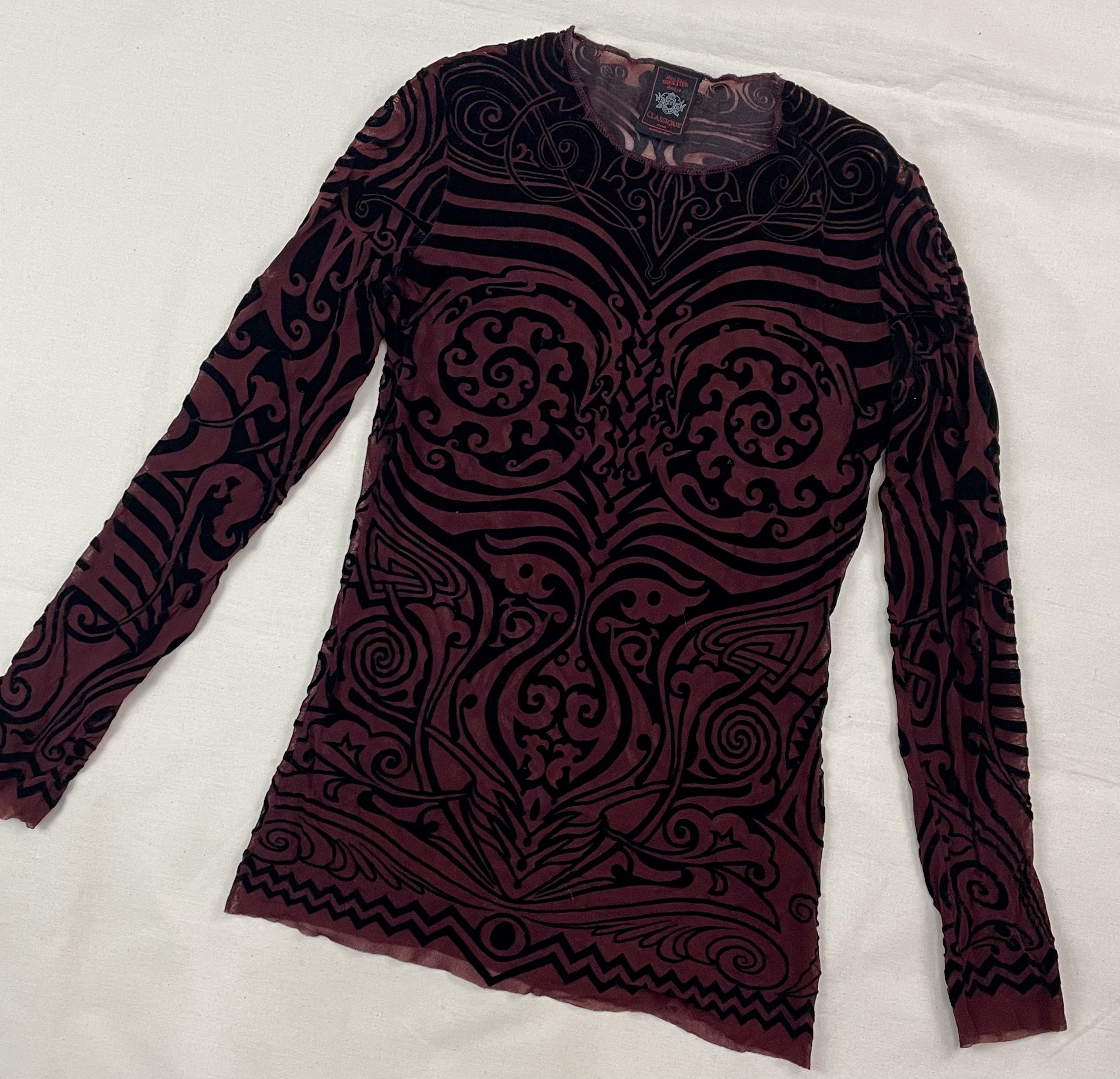 Jean Paul Gaultier SS1996 Jean Paul Gaultier Tribal Tattoo Skeleton Mesh Top Size US M / EU 48-50 / 2 - 3 Thumbnail