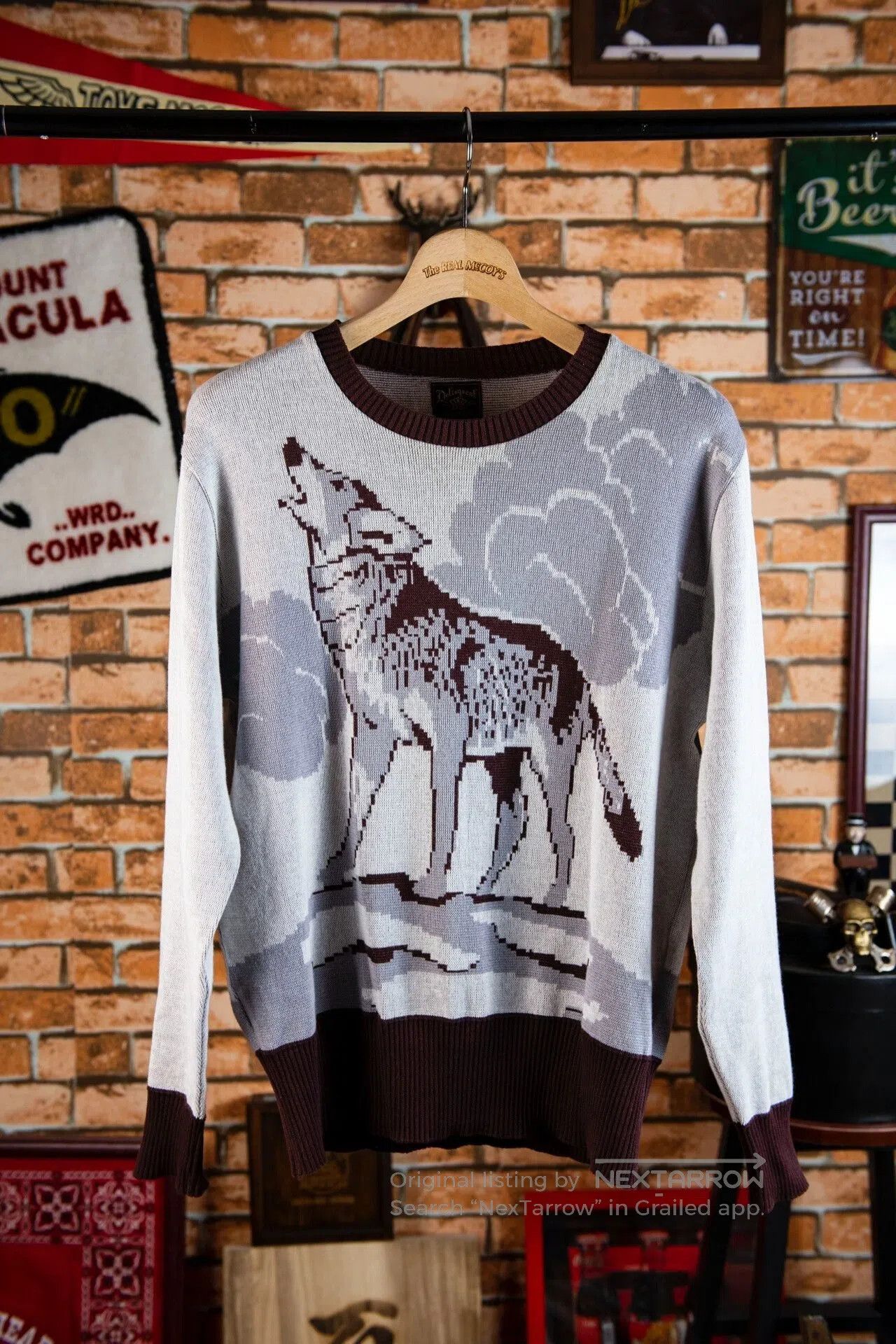 Japanese Brand Delinquent Bros Knit Sweater with Wolf Pattern. Size US L / EU 52-54 / 3 - 1 Thumbnail