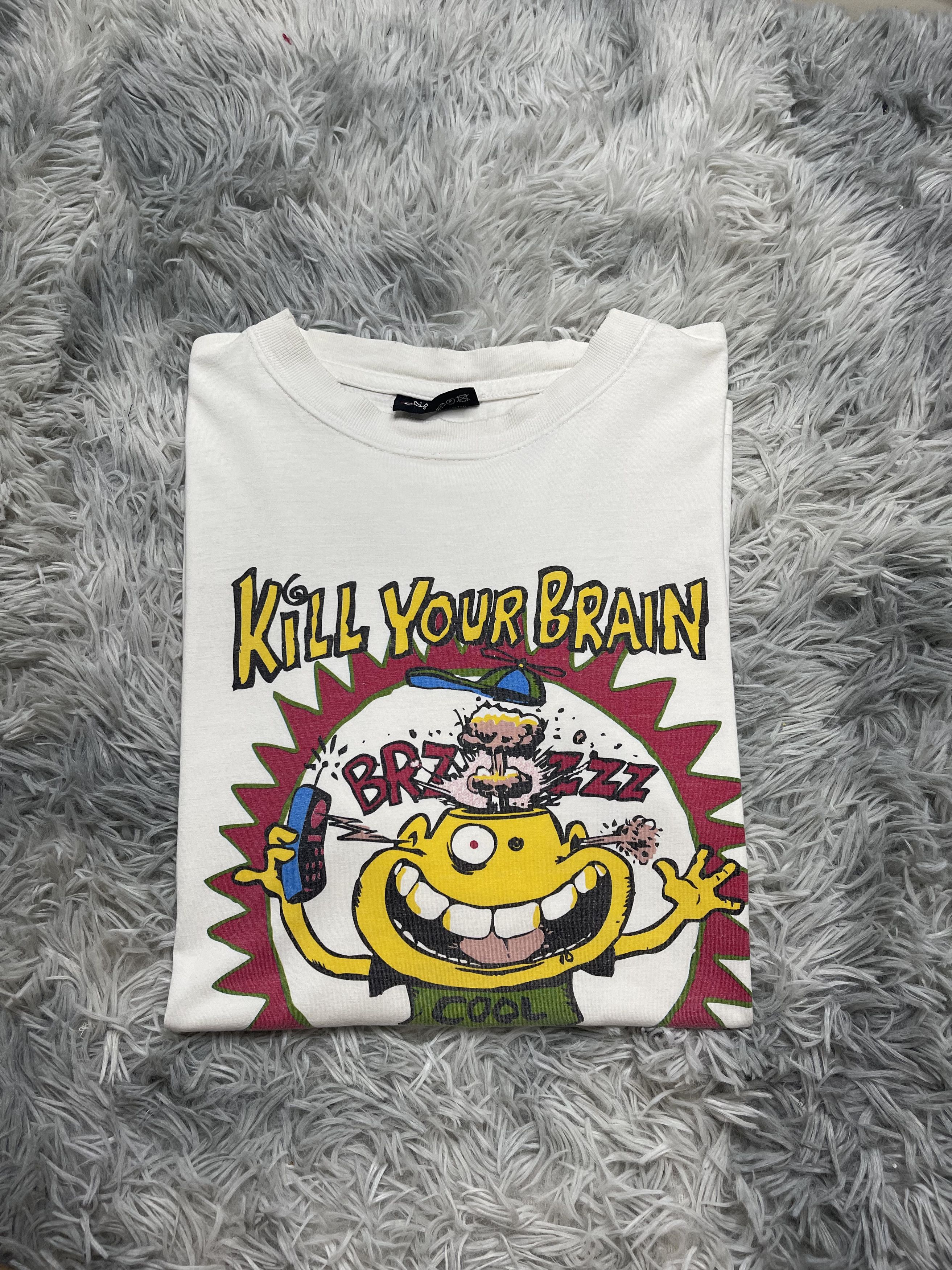 Vintage KILL YOUR BRAIN USE A HANDY Vintage Cartoon Tees Size US XL / EU 56 / 4 - 1 Thumbnail
